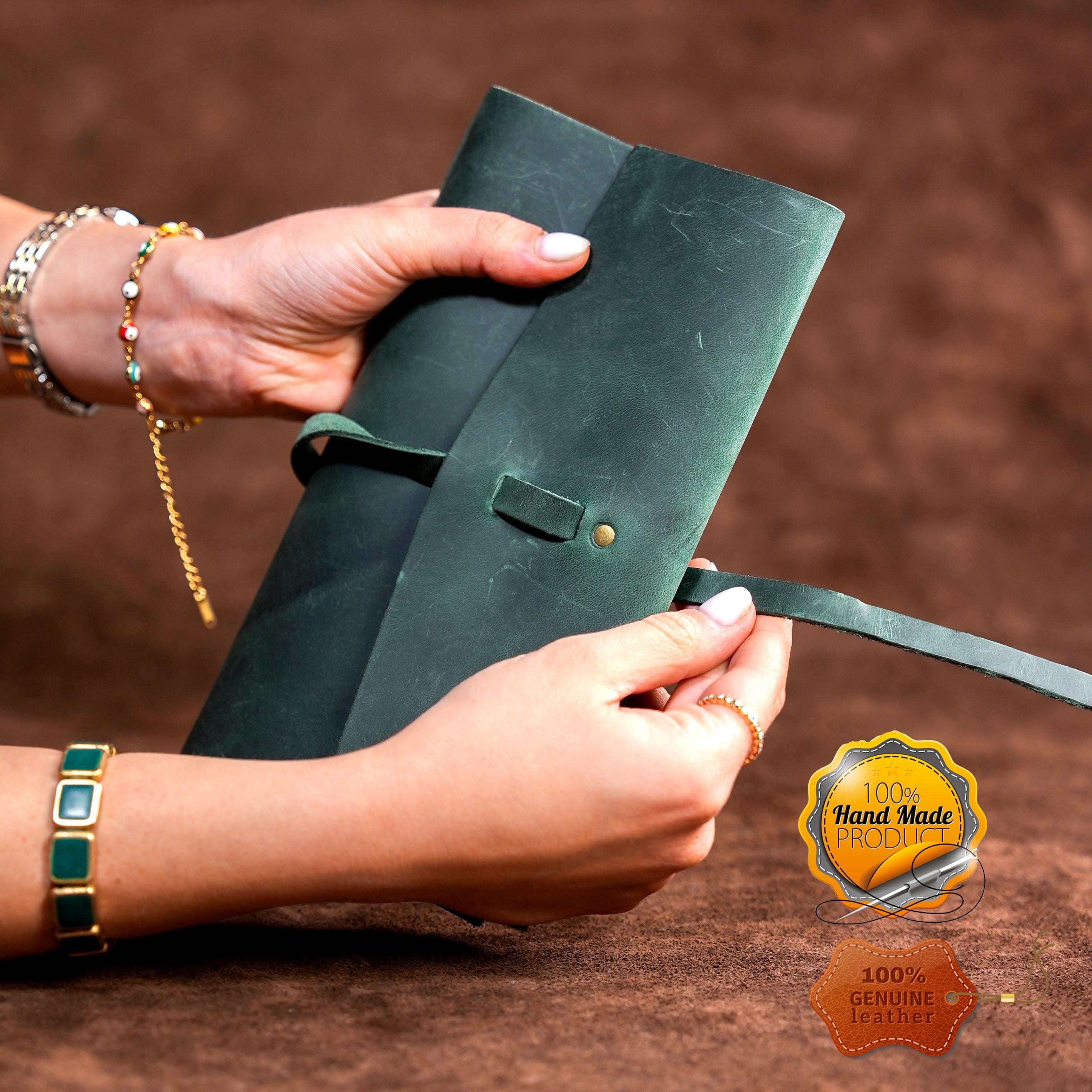 Personalized Leather Journal, Notebook, 21x12 cm Leather Bound Notebook, Unlined or Blank 2 Pieces Sketchbook, Gift for Men Women