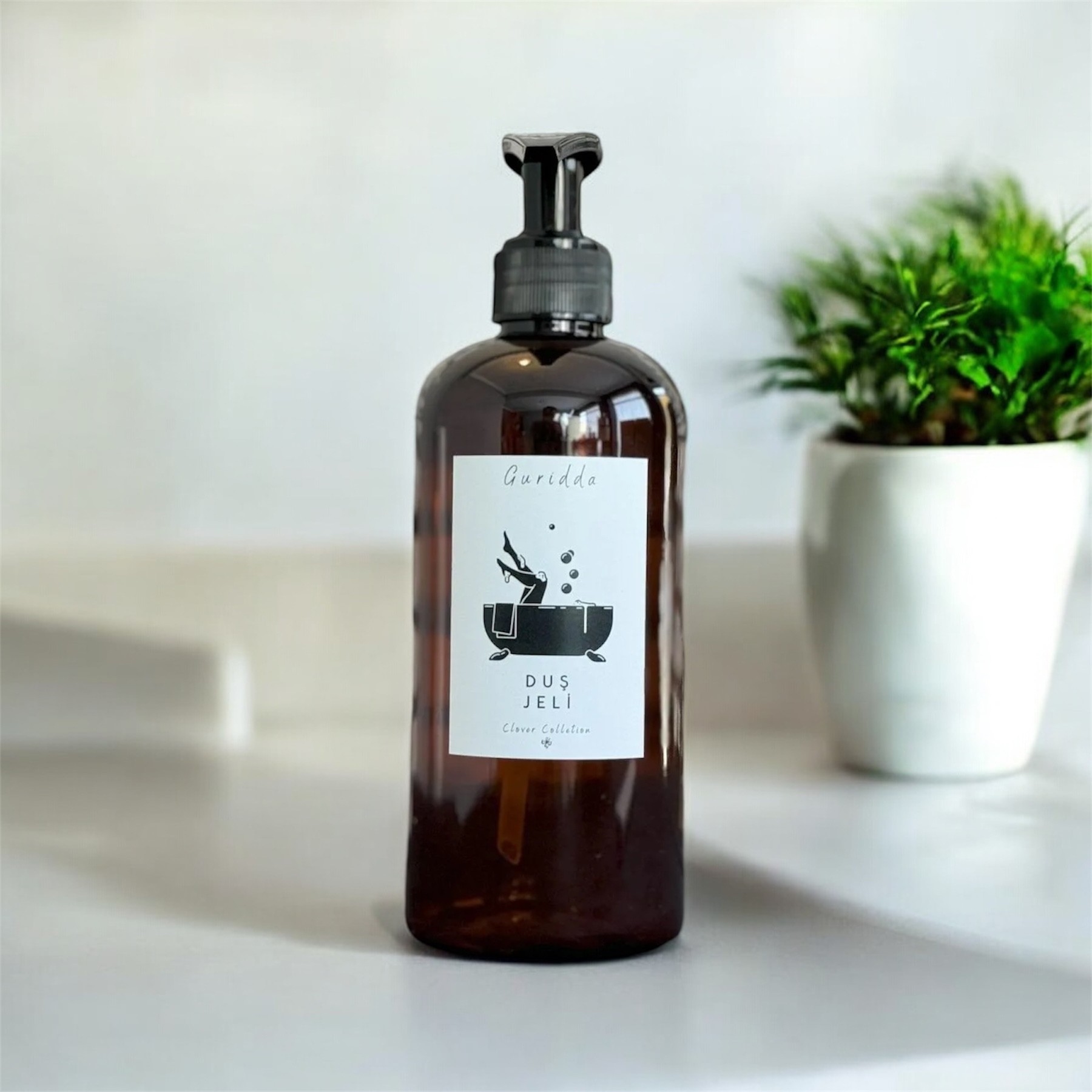 500 Ml Duş Jeli Etiketli Amber Plastik Şişe Boston