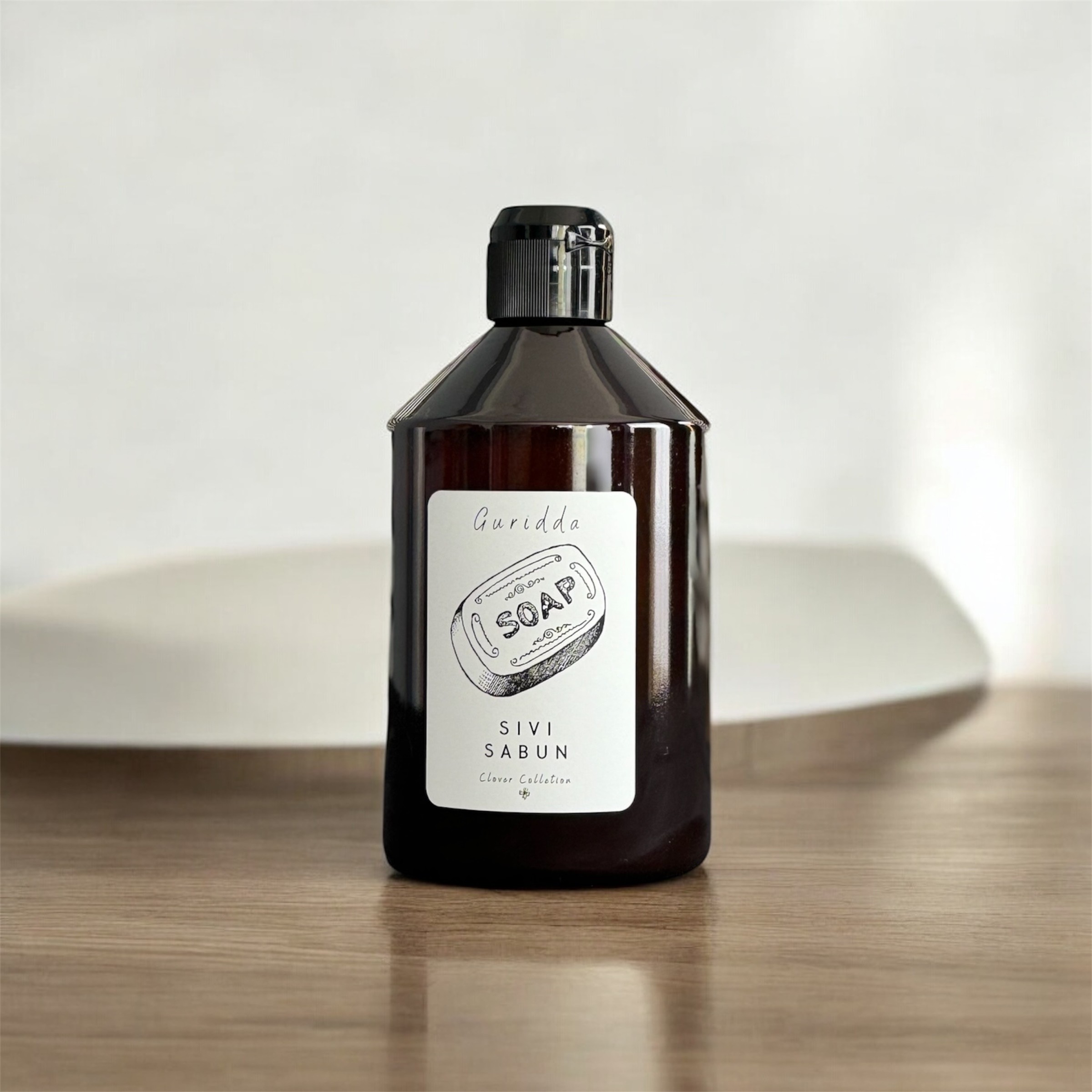 Sıvı Sabun Etiketli Fliptop Kapaklı Plastik Amber Şişe 500ml