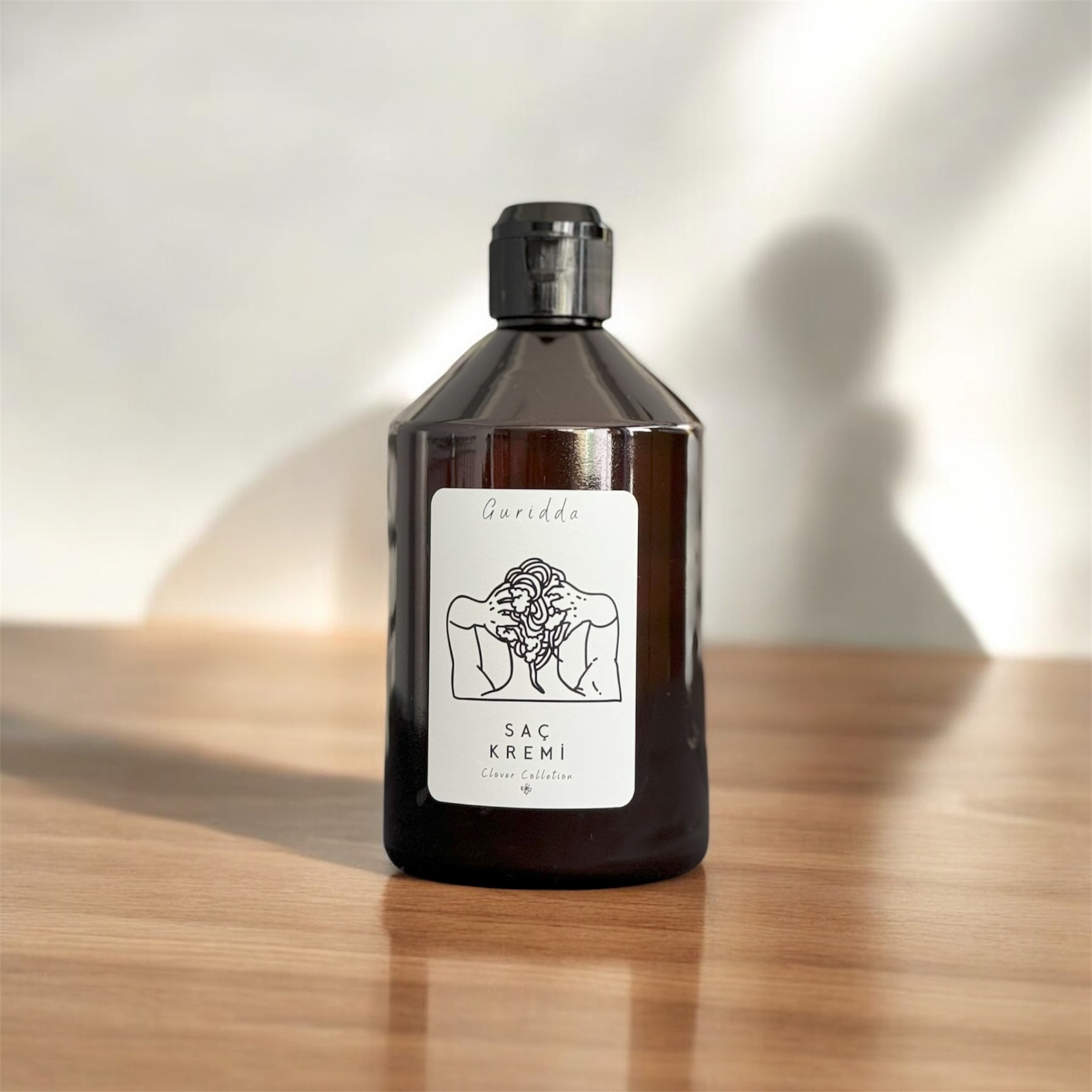 Saç Kremi Etiketli Fliptop Kapaklı Plastik Amber Şişe 500ml