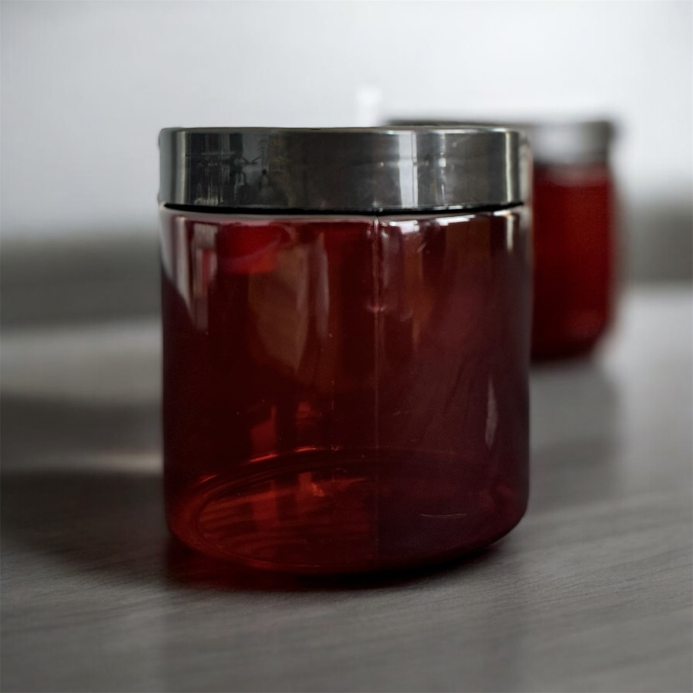 500 Ml Amber Plastik Kavanoz Siyah Kapaklı