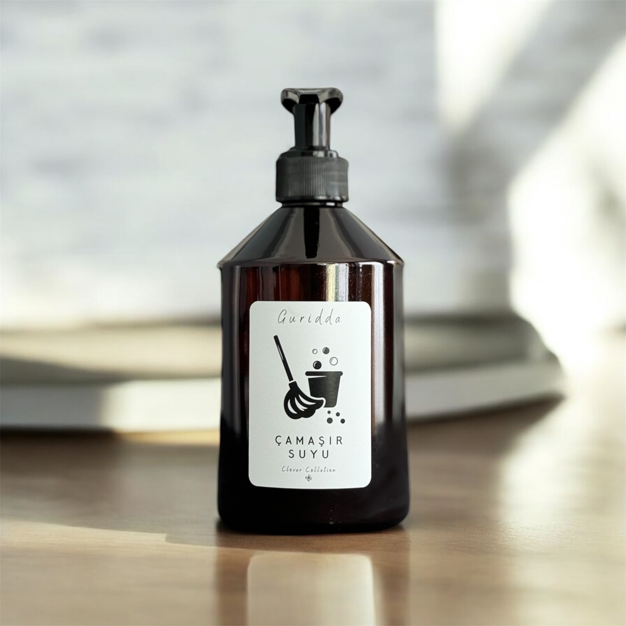 Çamaşır Suyu Etiketli Plastik Amber Şişe 500ml