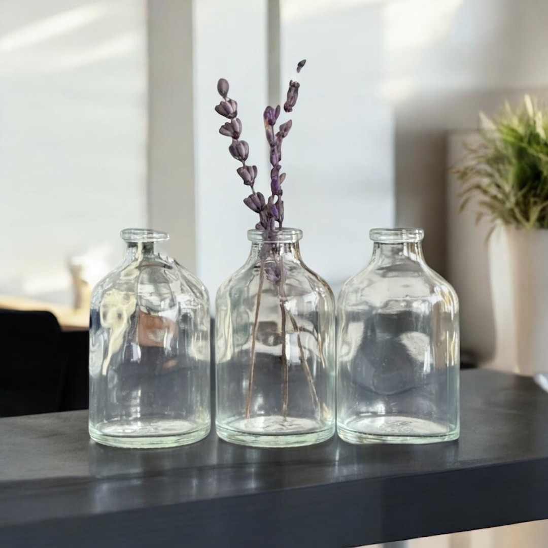 3lü 50 Ml Şeffaf Cam Şişe Vazo