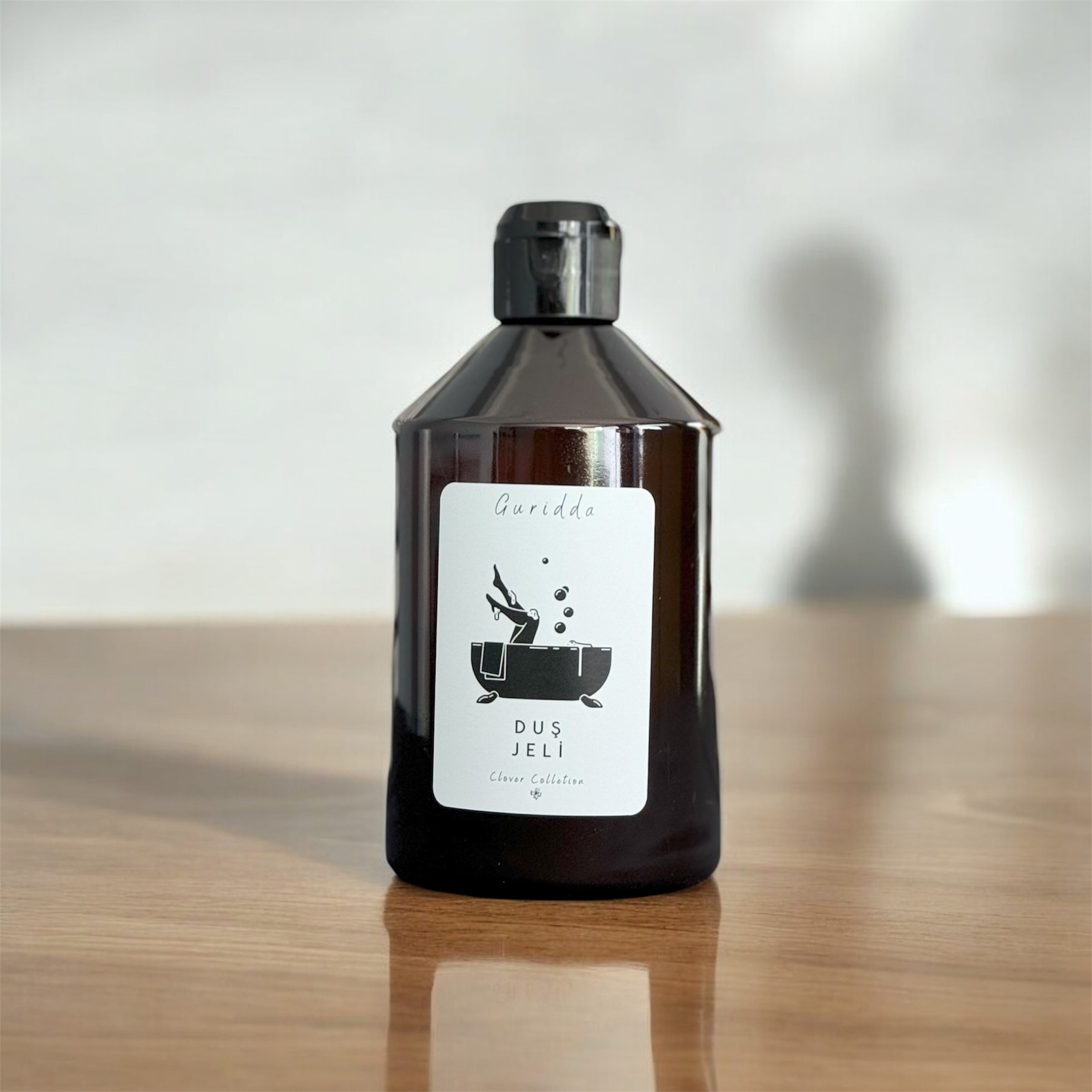 Duş Jeli Etiketli Fliptop Kapaklı Plastik Amber Şişe 500ml
