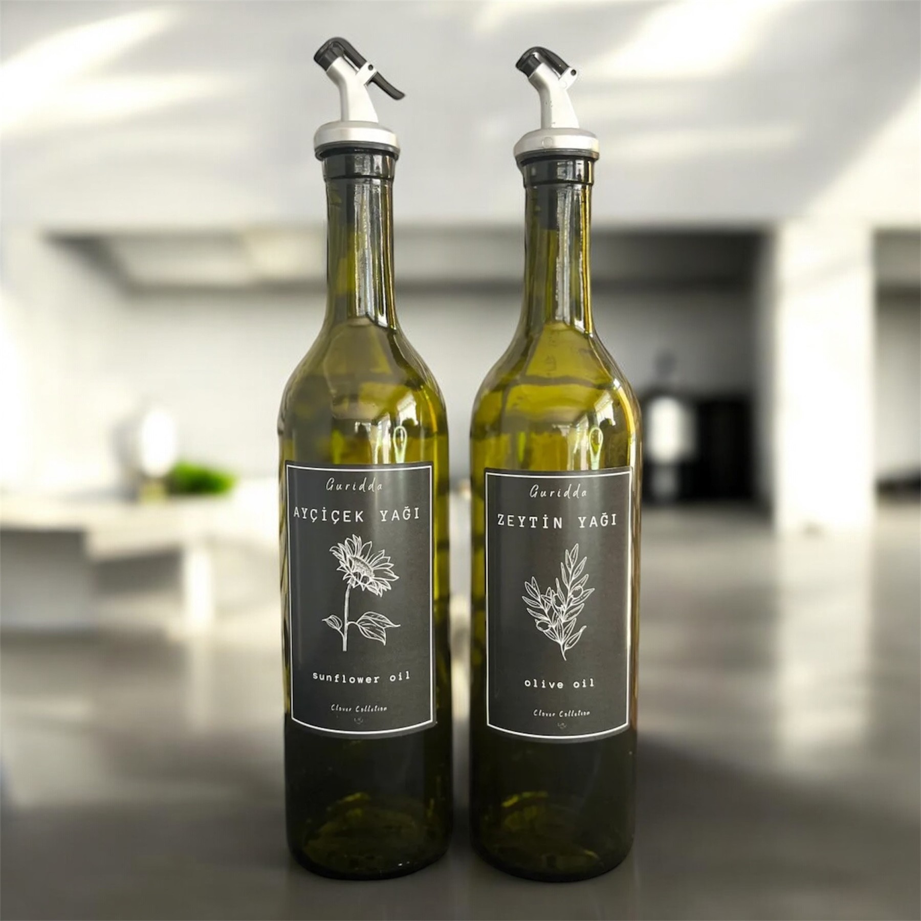 2li 750 ml Amber Zeytinyağı Sıvıyağ Şişesi Yağdanlık Yağlık Siyah
