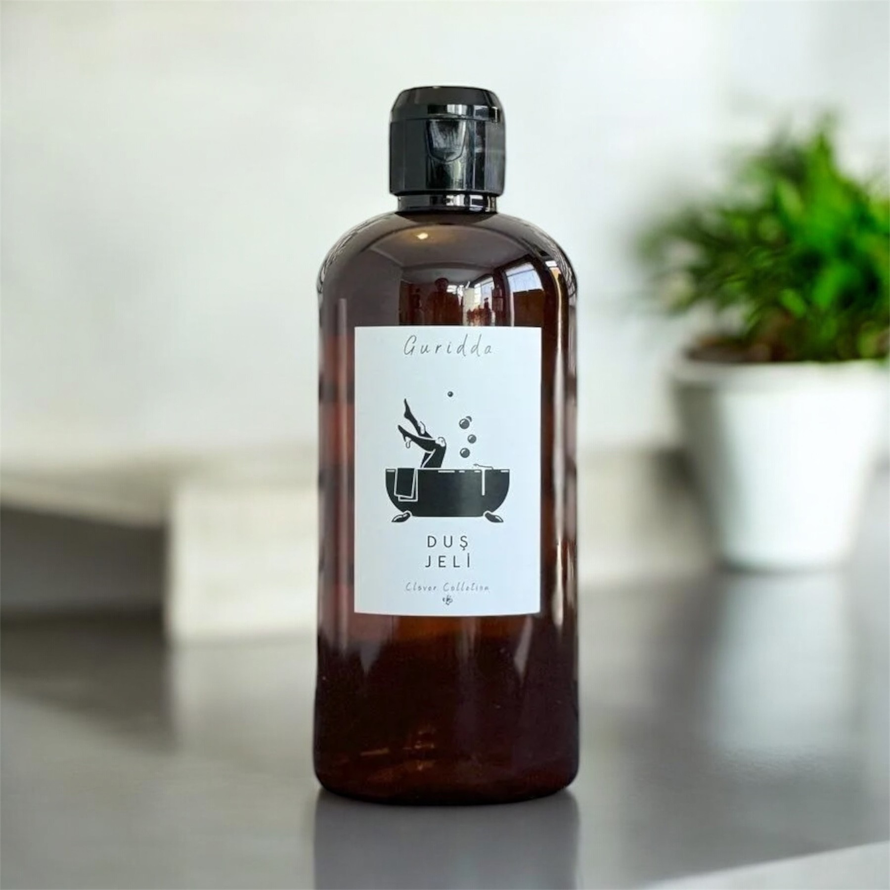 500 Ml Duş Jeli Etiketli Fliptop Kapaklı Amber Plastik Şişe Boston