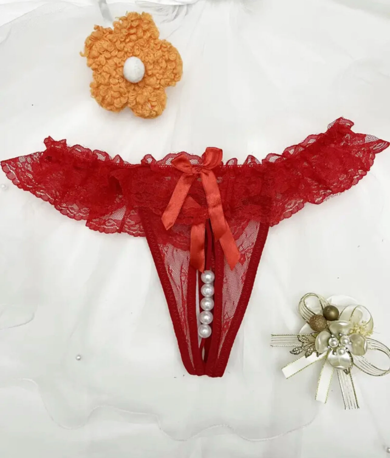 LARA KIRMIZI İNCİLİ TANGA