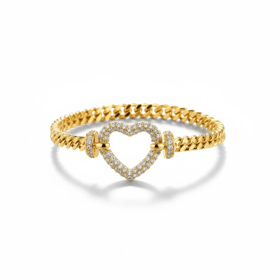 Gold kaplama kalp detaylı bileklik