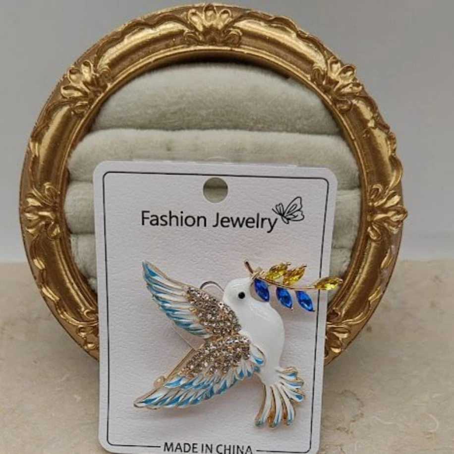 Mavi Kanatlı Kuş Broş