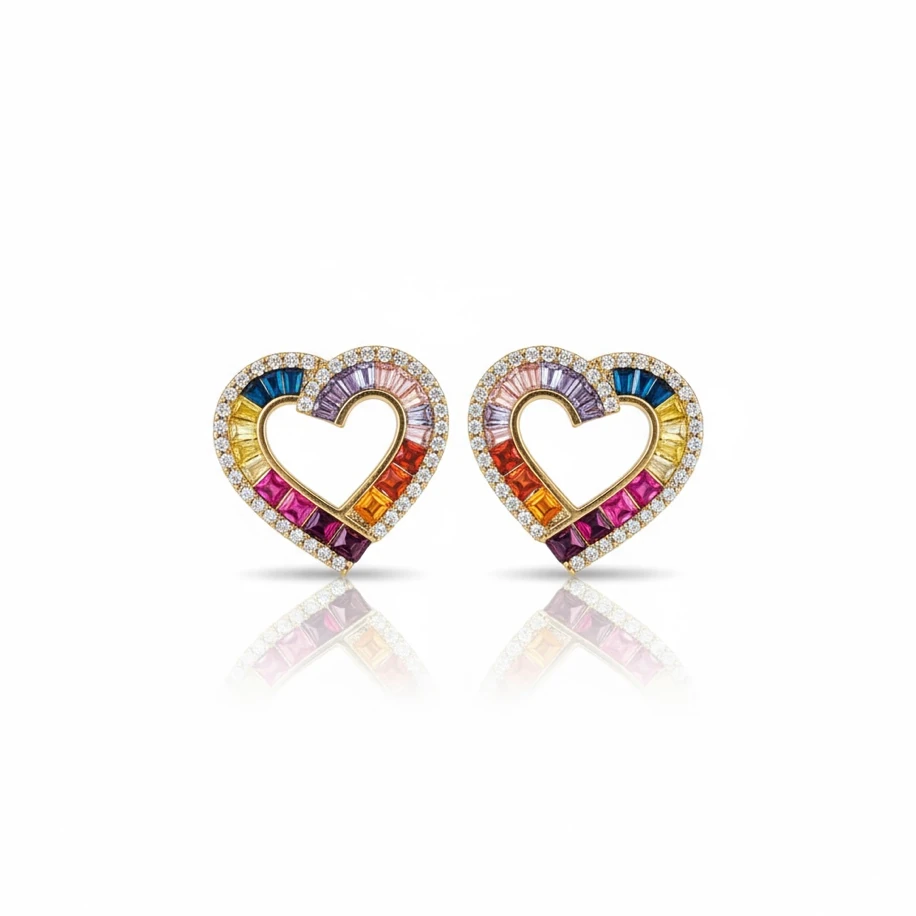 Renkli taşlar gold küpe