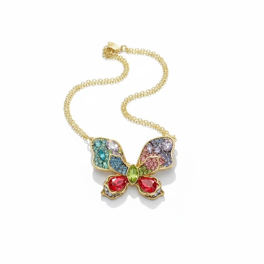 Kelebek Renkli ithal taş kolye