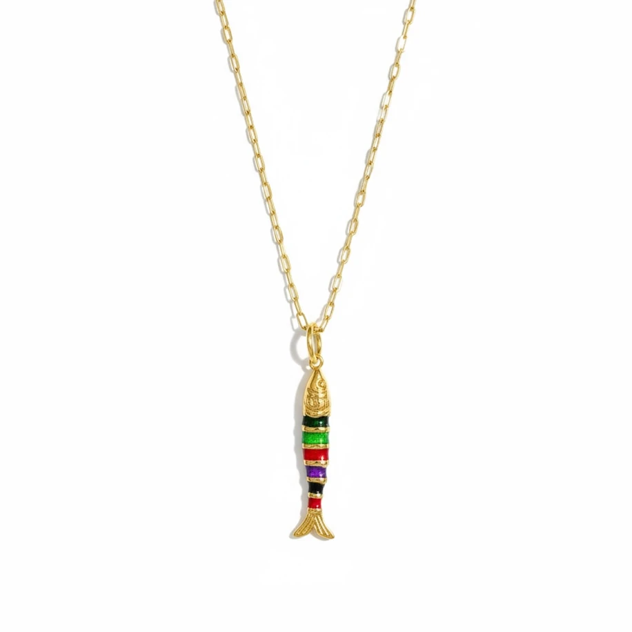Renkli Balık inci detaylı kolye