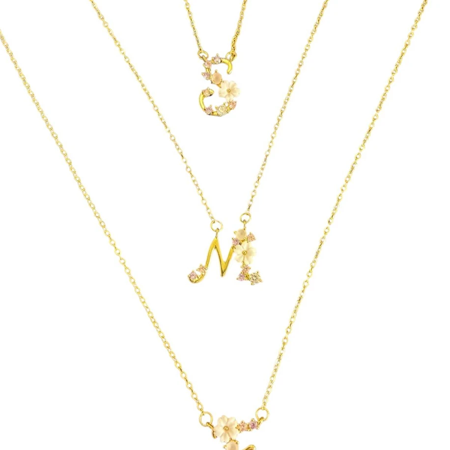Çiçekli Harf Kolye