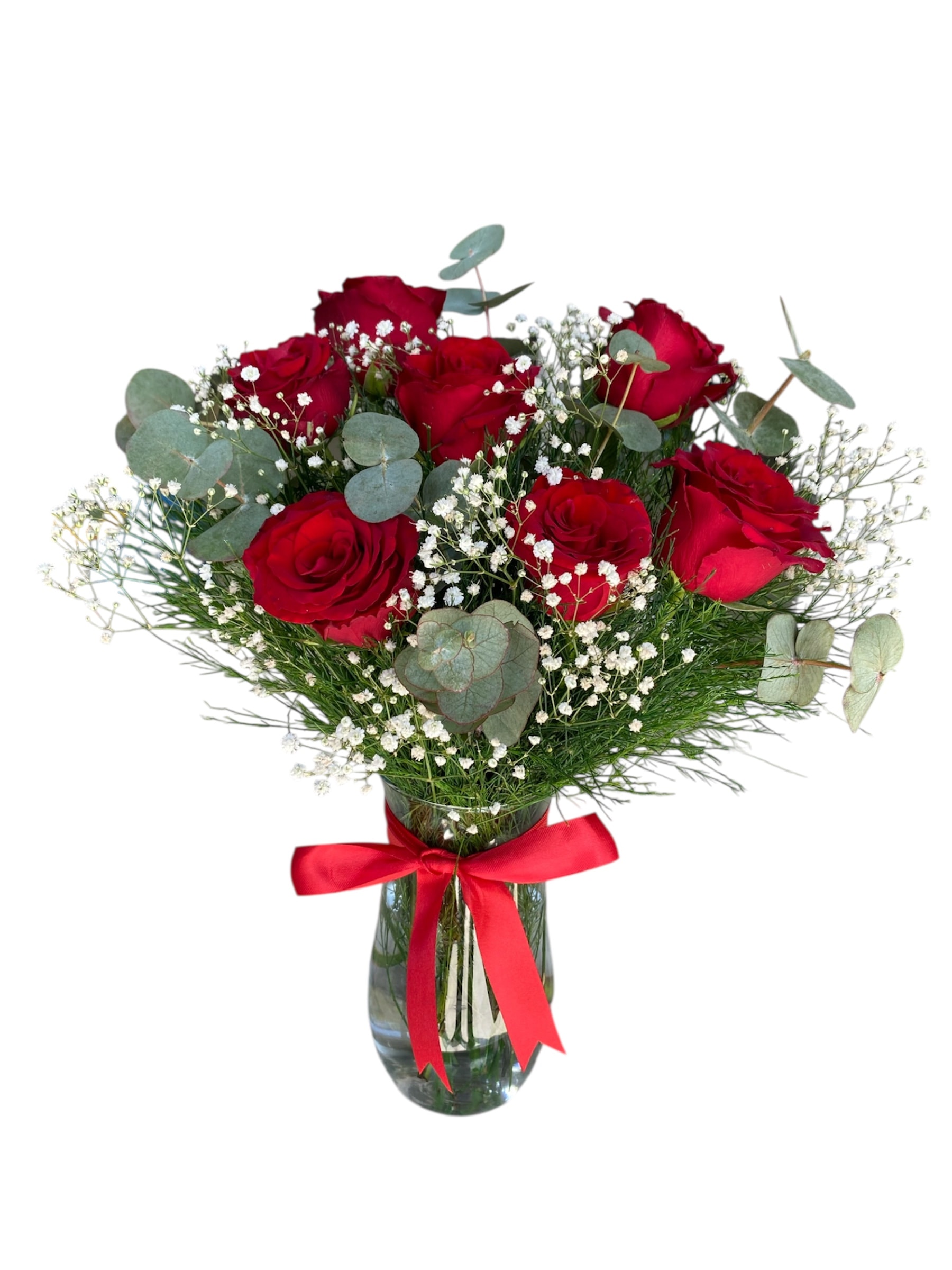 Silindir Cam Vazoda 7'li Gül 