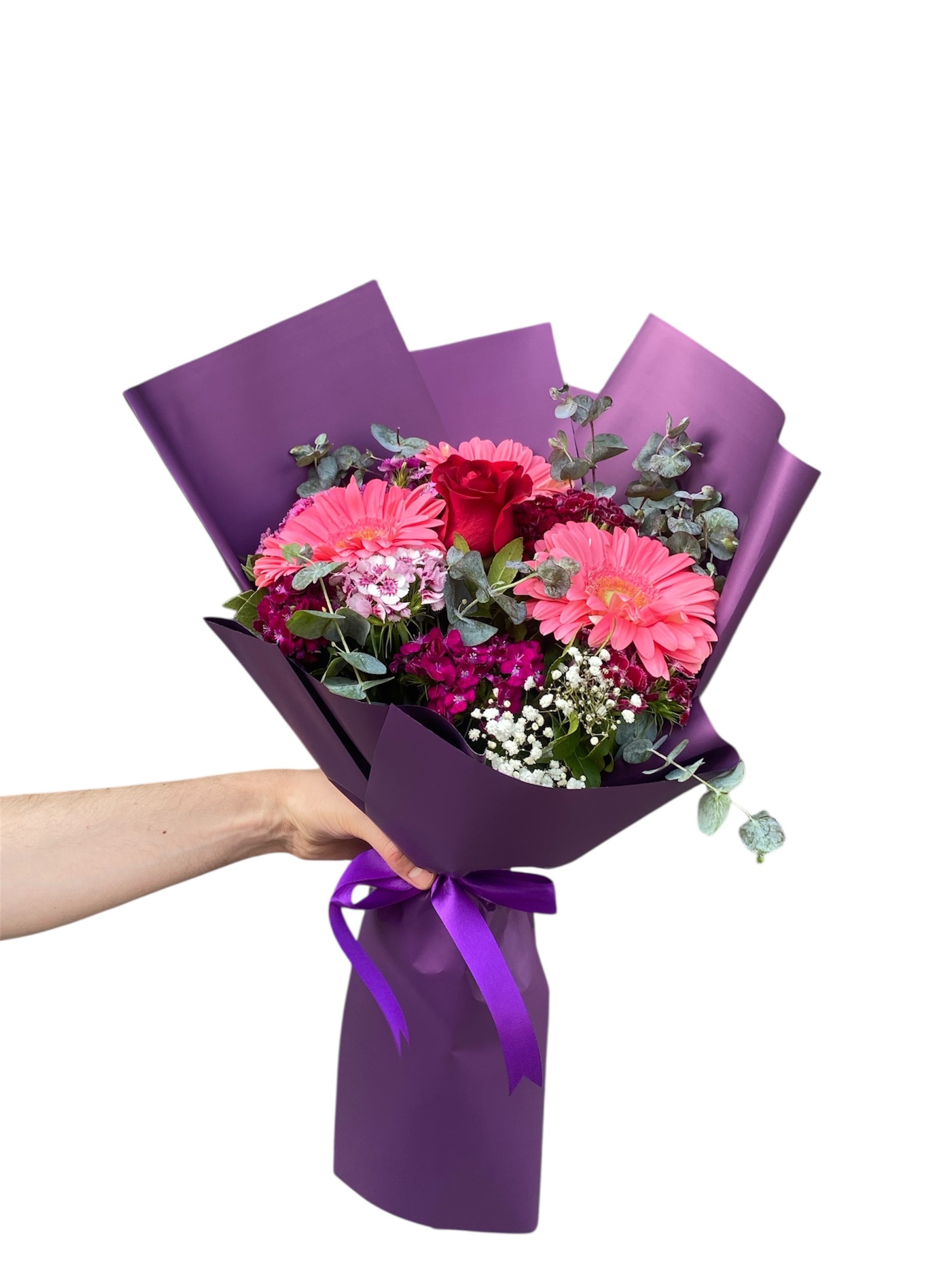Kırmızı Gül Hüsnüyusuf Gerbera Buketi