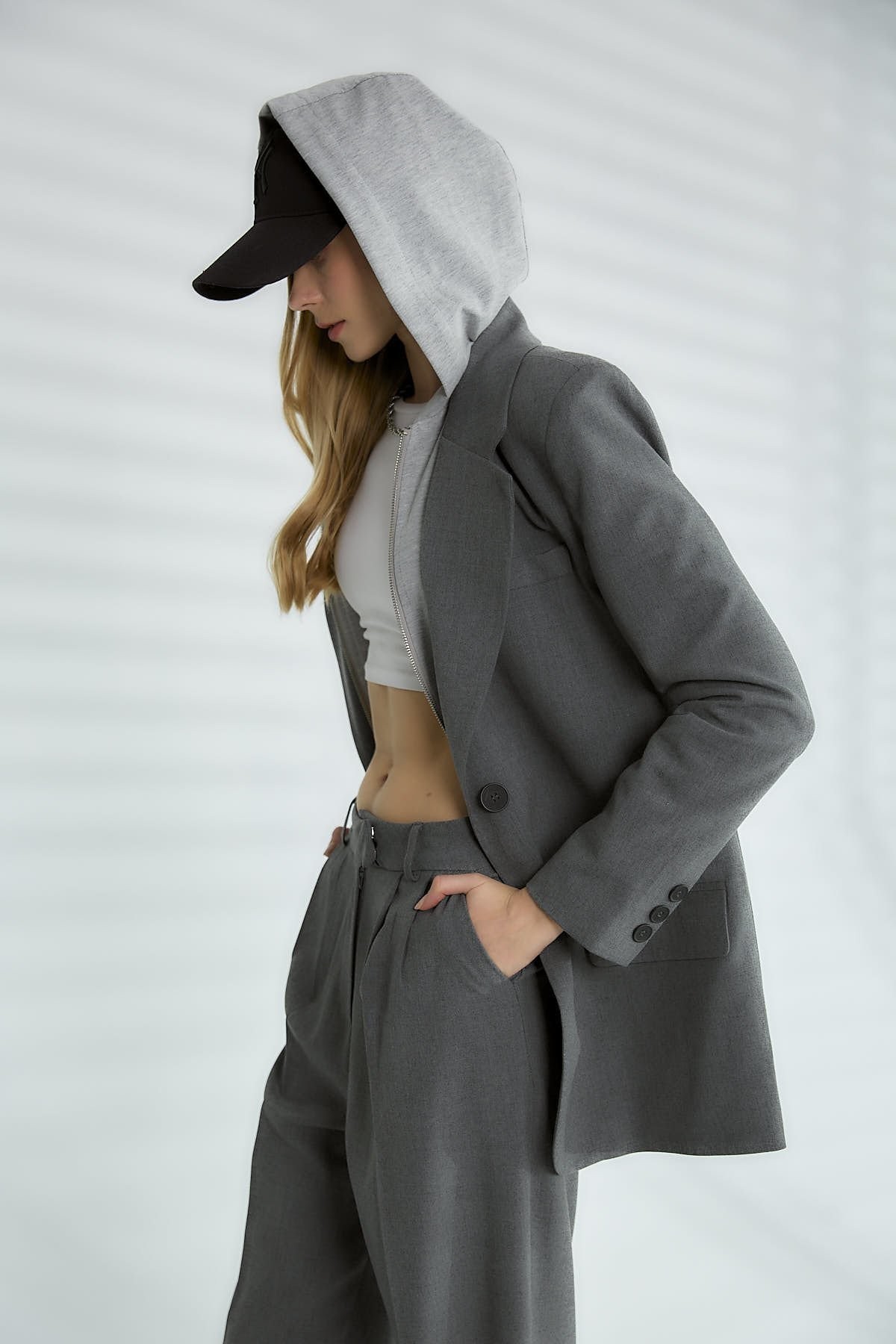 Kapüşonlu Blazer Ceket