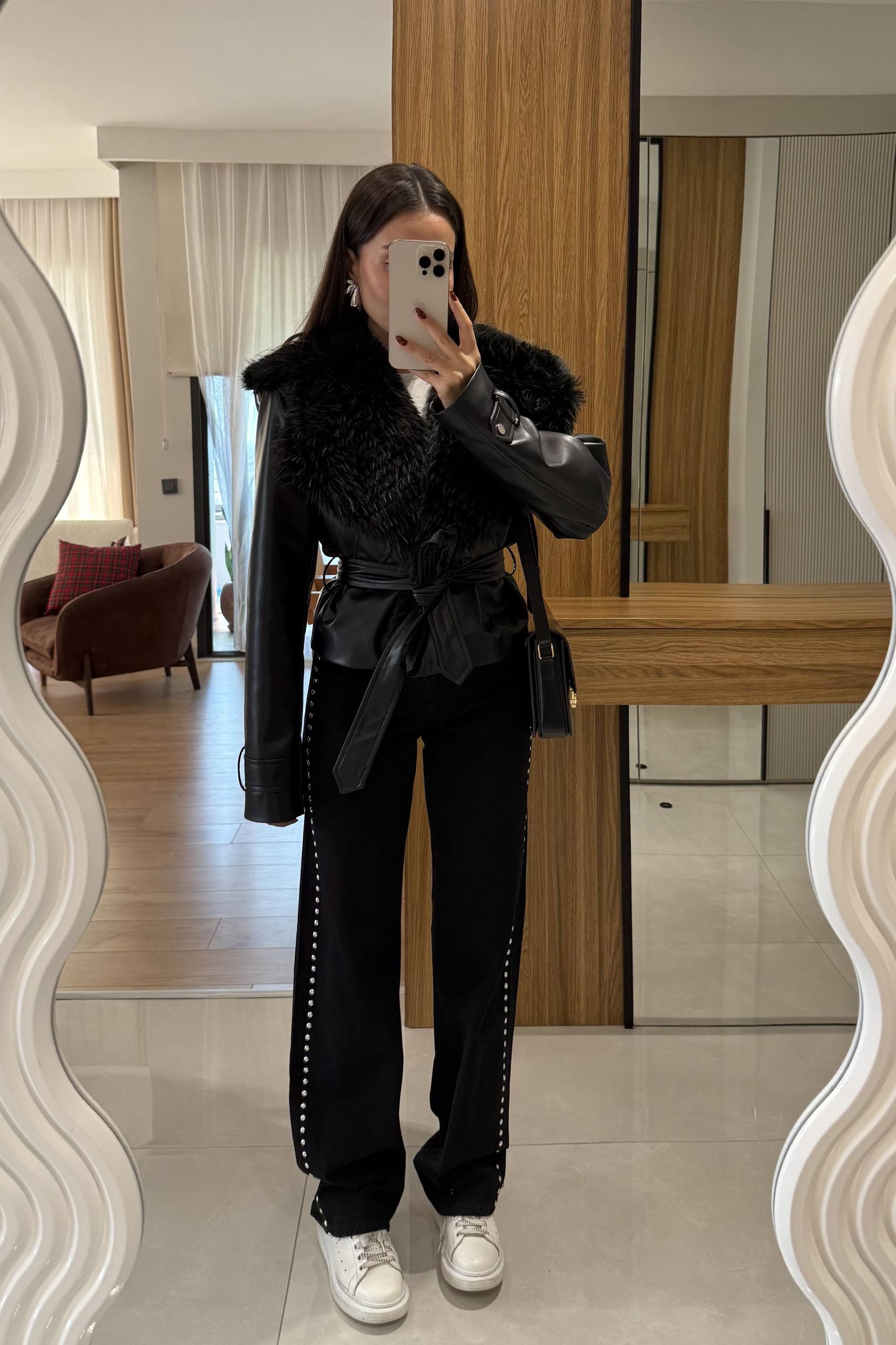 Kürk Detay Deri Ceket