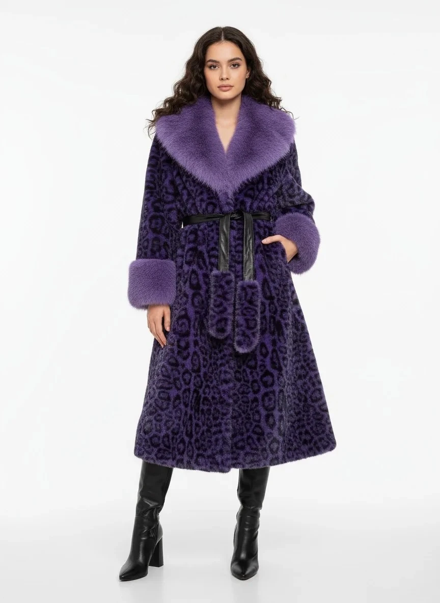 Leopar Desen Uzun Kürk image