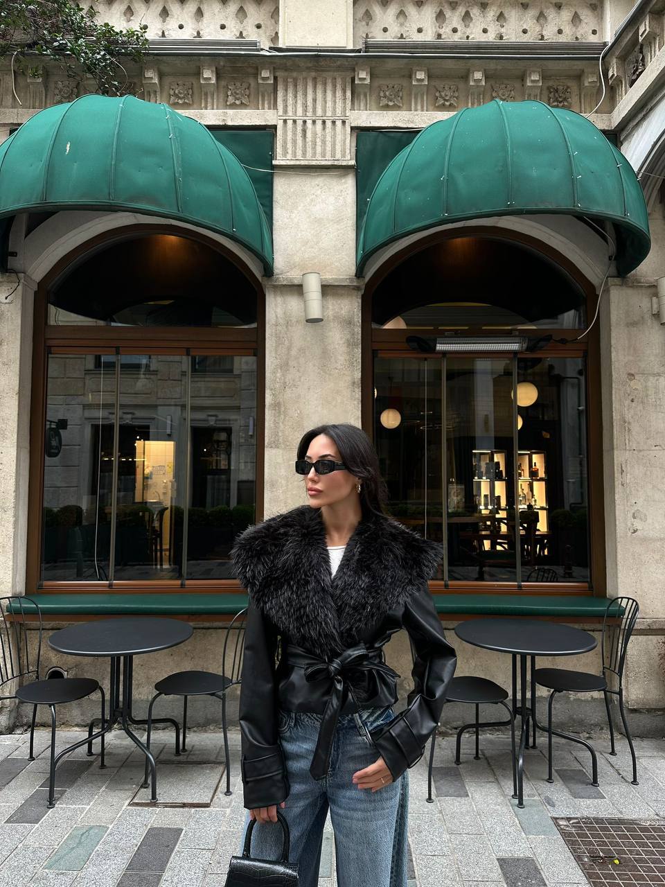 Kürk Detay Deri Ceket