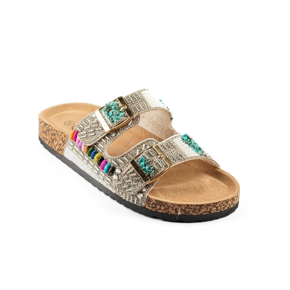 Çift Tokalı Boncuk Terlik image