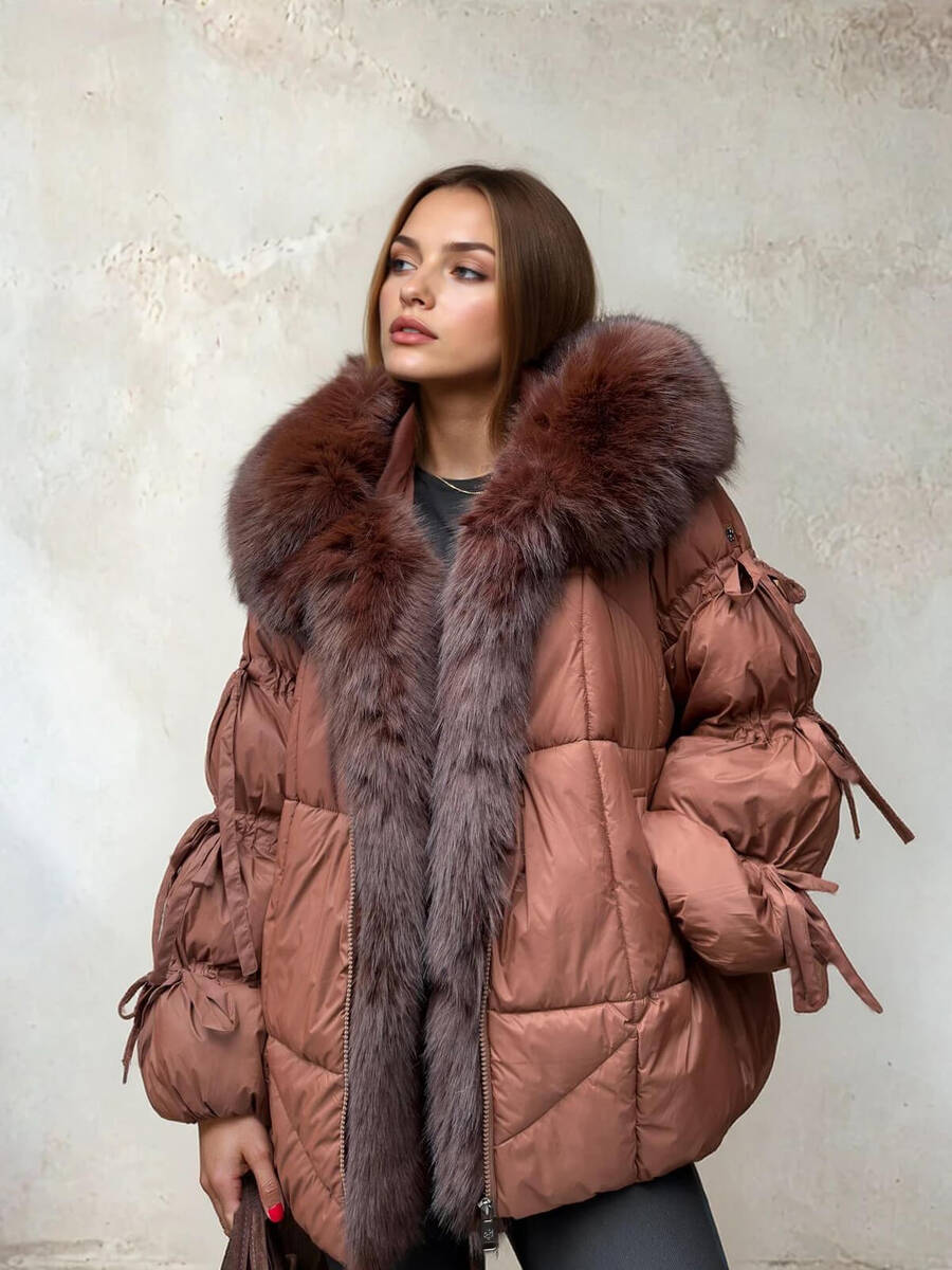 Kolu Bağcıklı Şişme Mont image