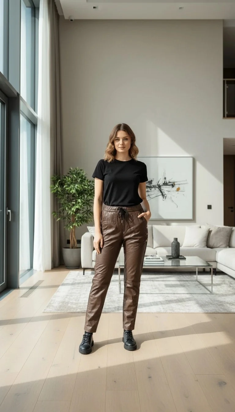 Zimba Detay Deri Pantolon