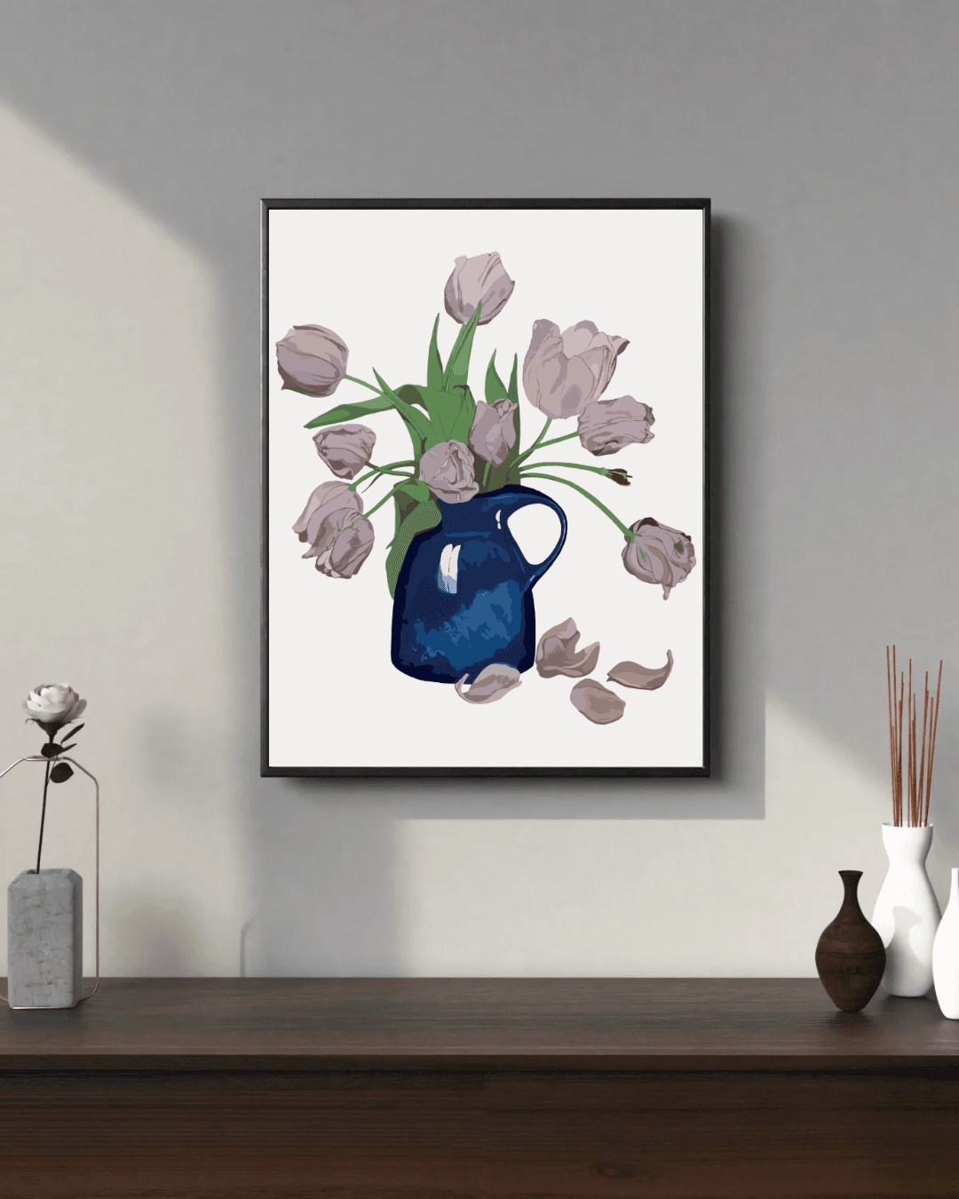Gravür Sanatıyla Yapılmış Lale Posteri