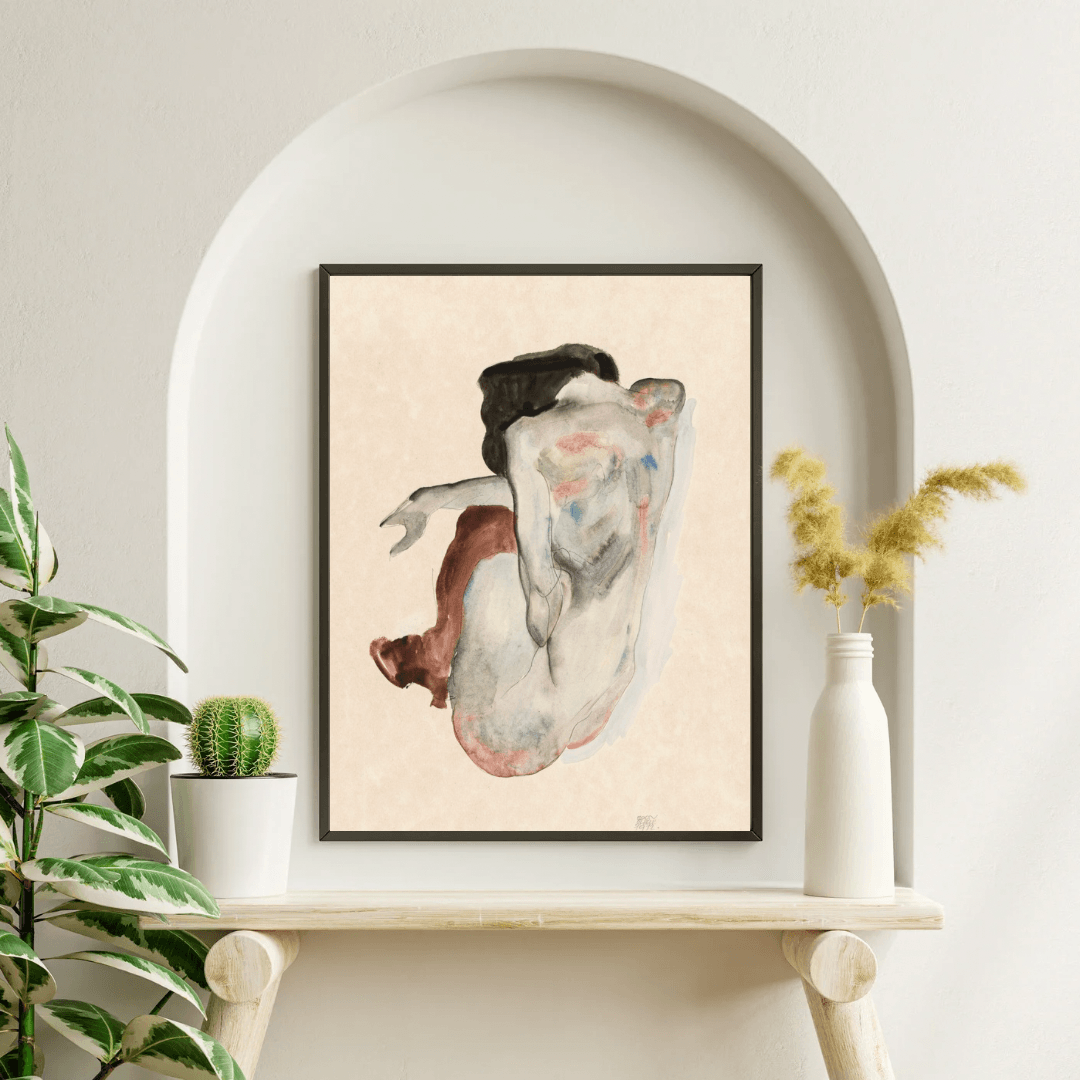 Egon Schiele’nin “Sırtı Dönük Çizmeli Kadın” Posteri