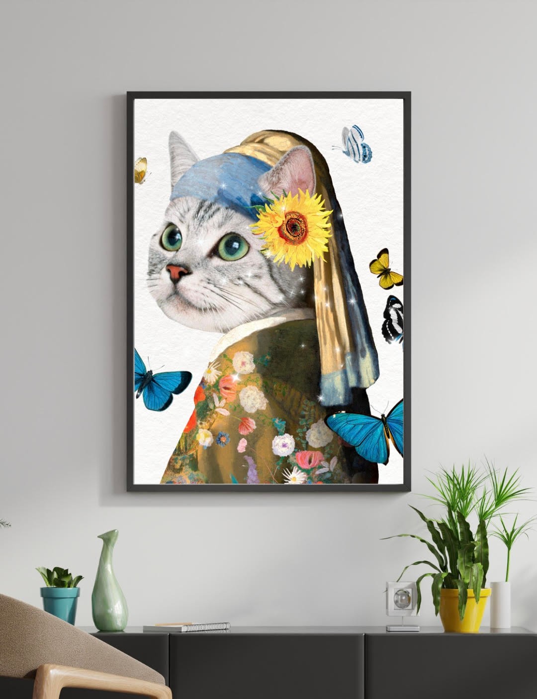 Papatya Küpeli Kedi Posteri