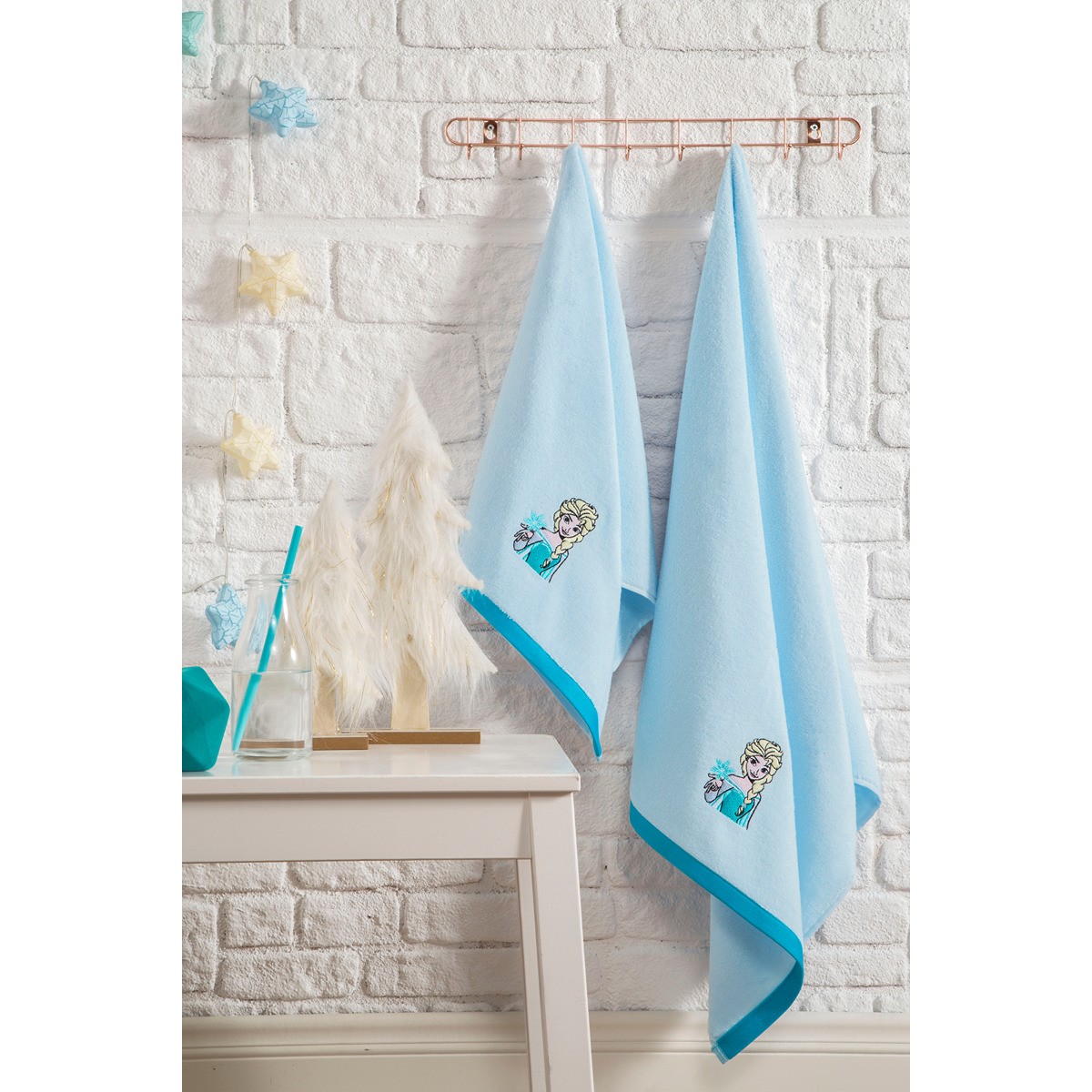 Özdilek Disney Frozen Snow Flake Mavi Banyo Seti 2'li