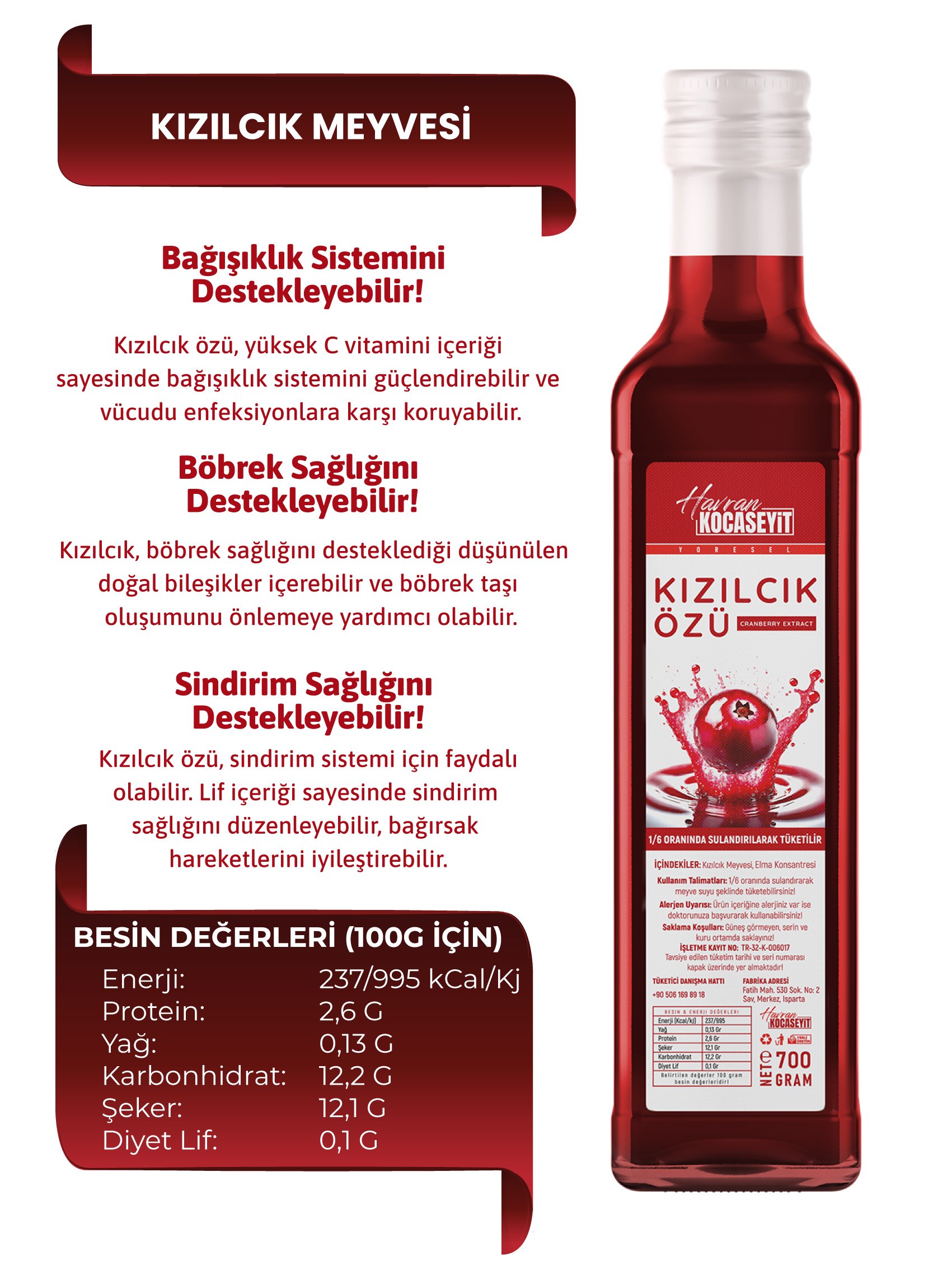 Kızılcık Özü 700 Gr