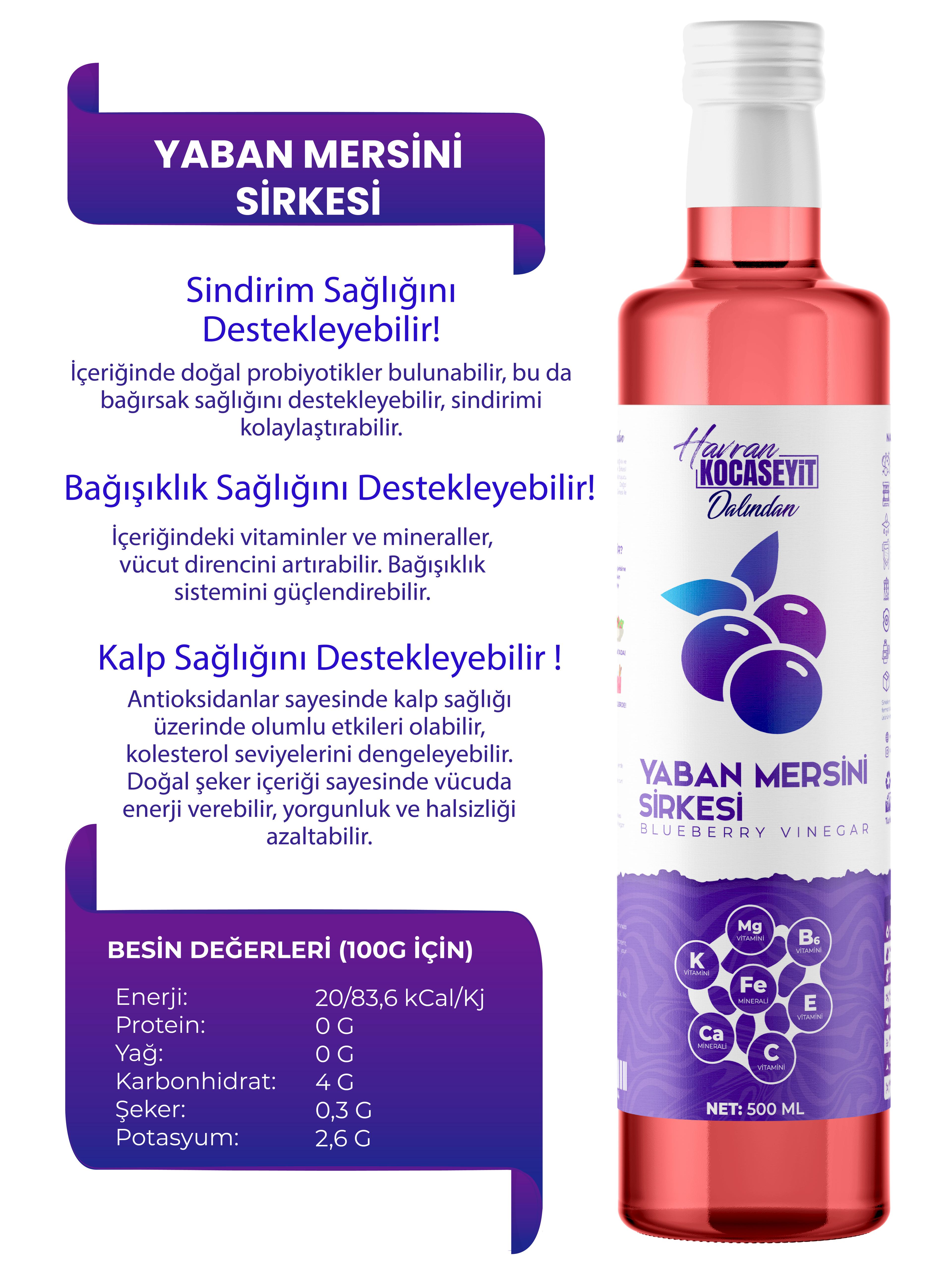 Doğal Antioksidan Yaban Mersini Sirkesi 500 Ml