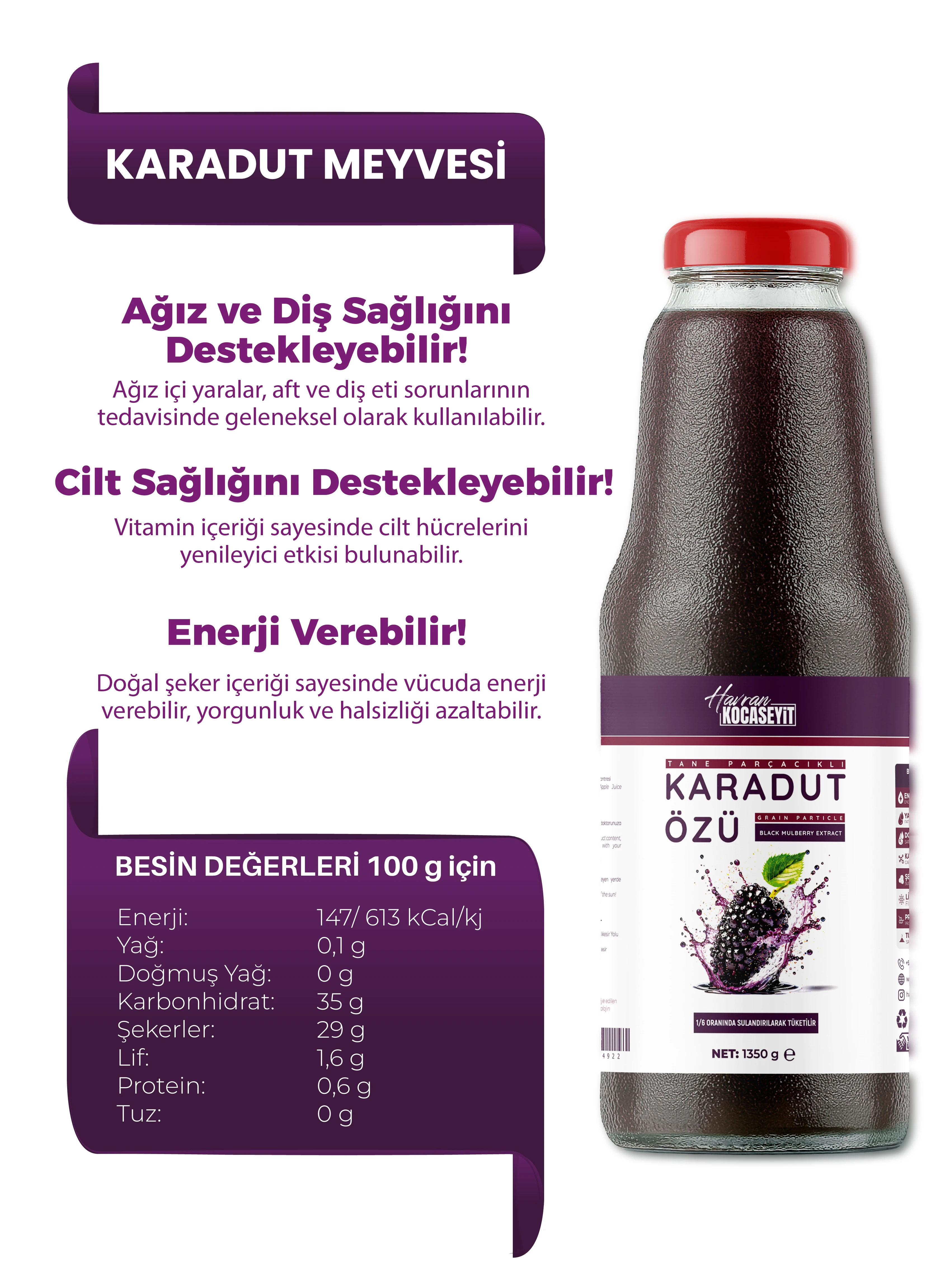 Taneli Karadut Özü 1350 g
