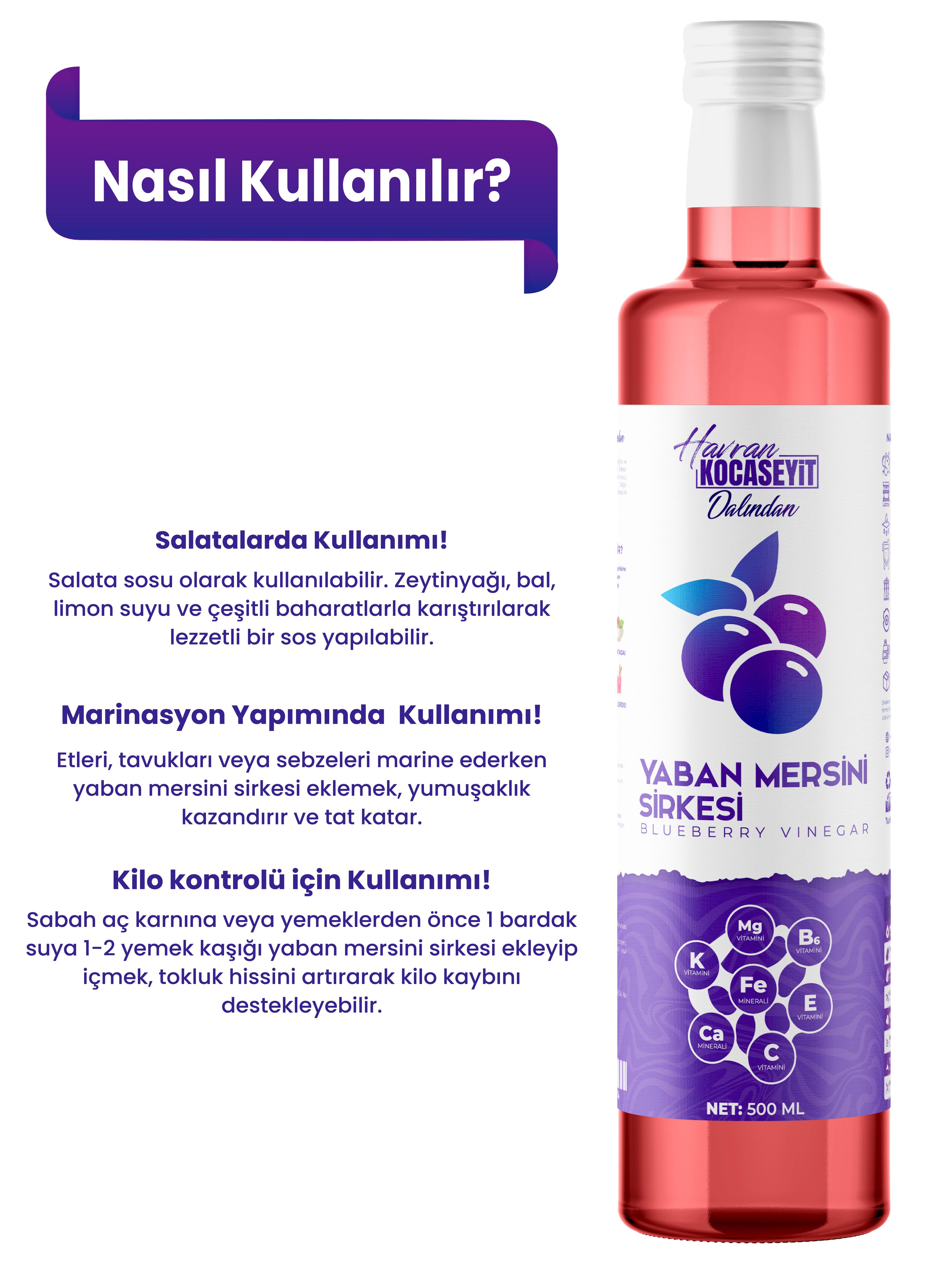 Doğal Antioksidan Yaban Mersini Sirkesi 500 Ml