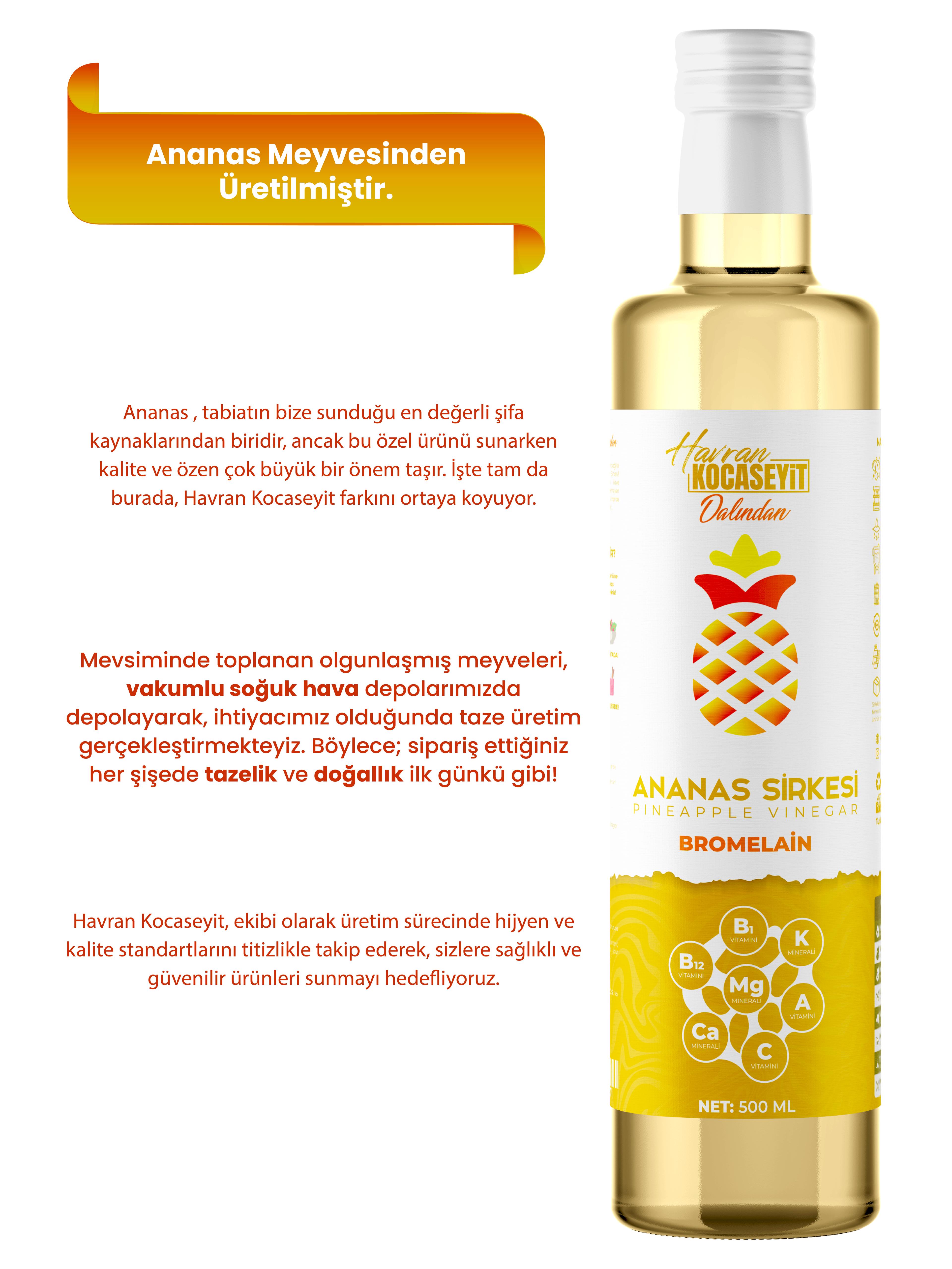  Bromelain içeren Ananas Sirkesi 500 Ml