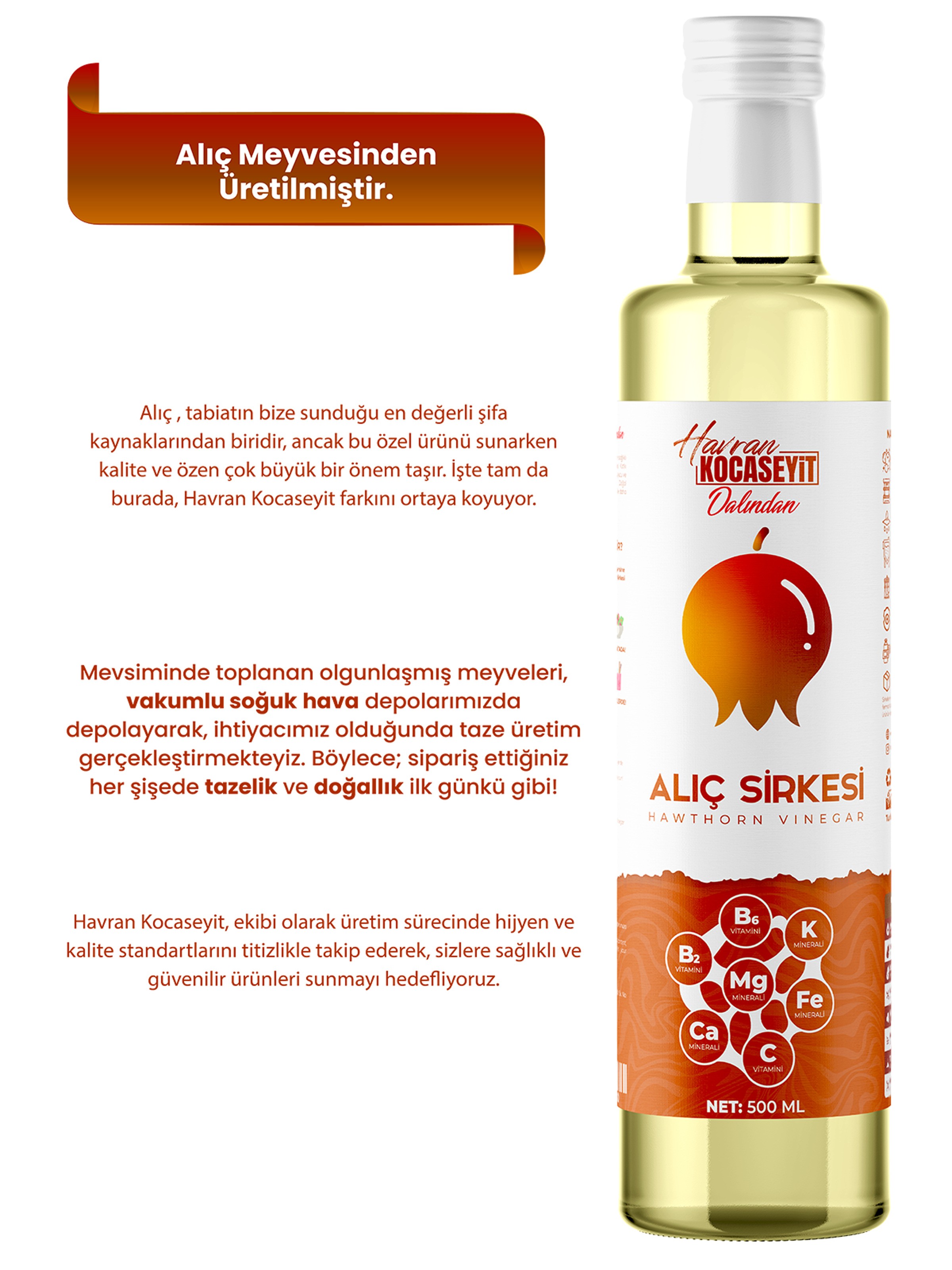 Doğal Alıç Sirkesi 500 Ml