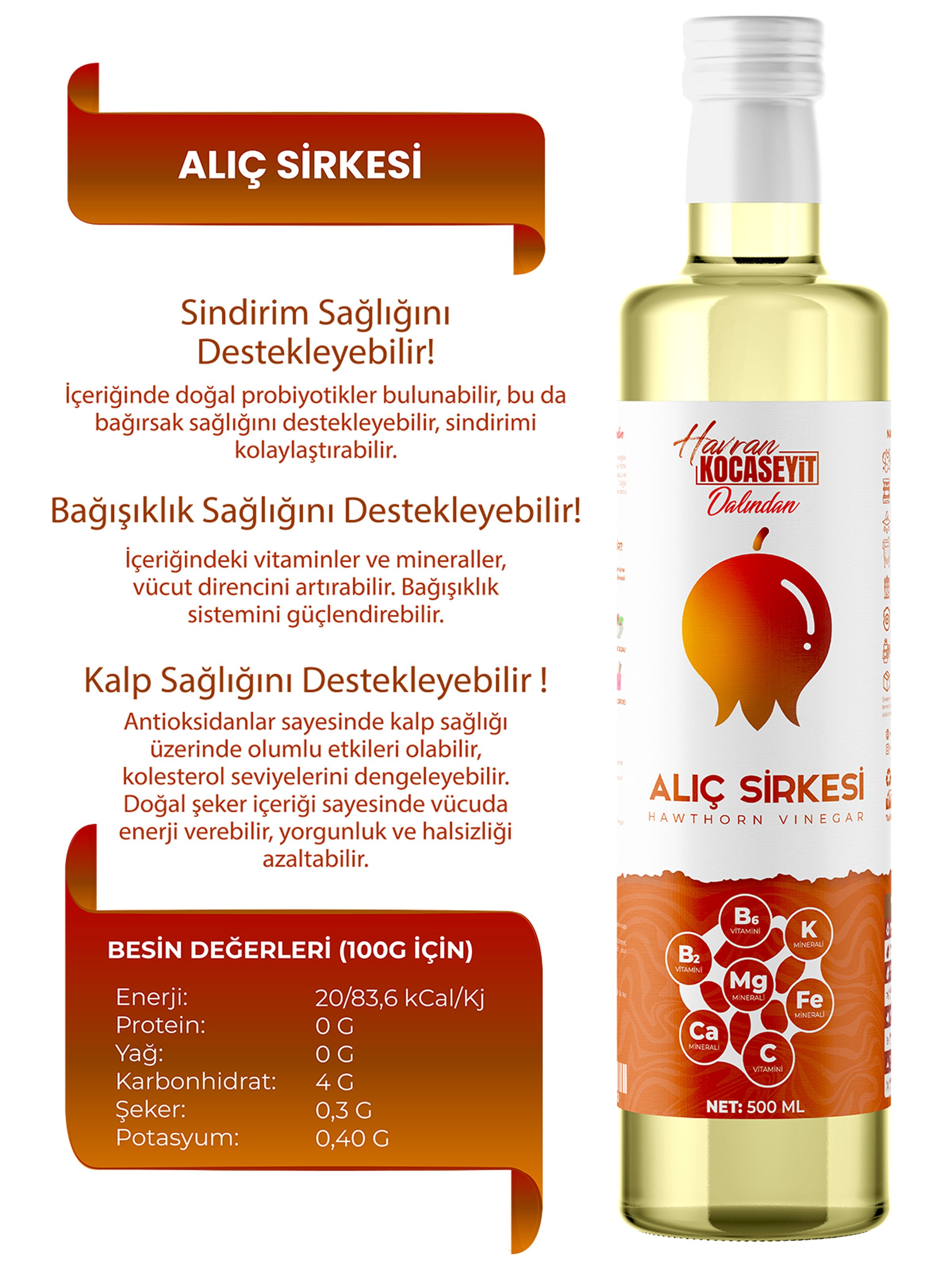 Doğal Alıç Sirkesi 500 Ml