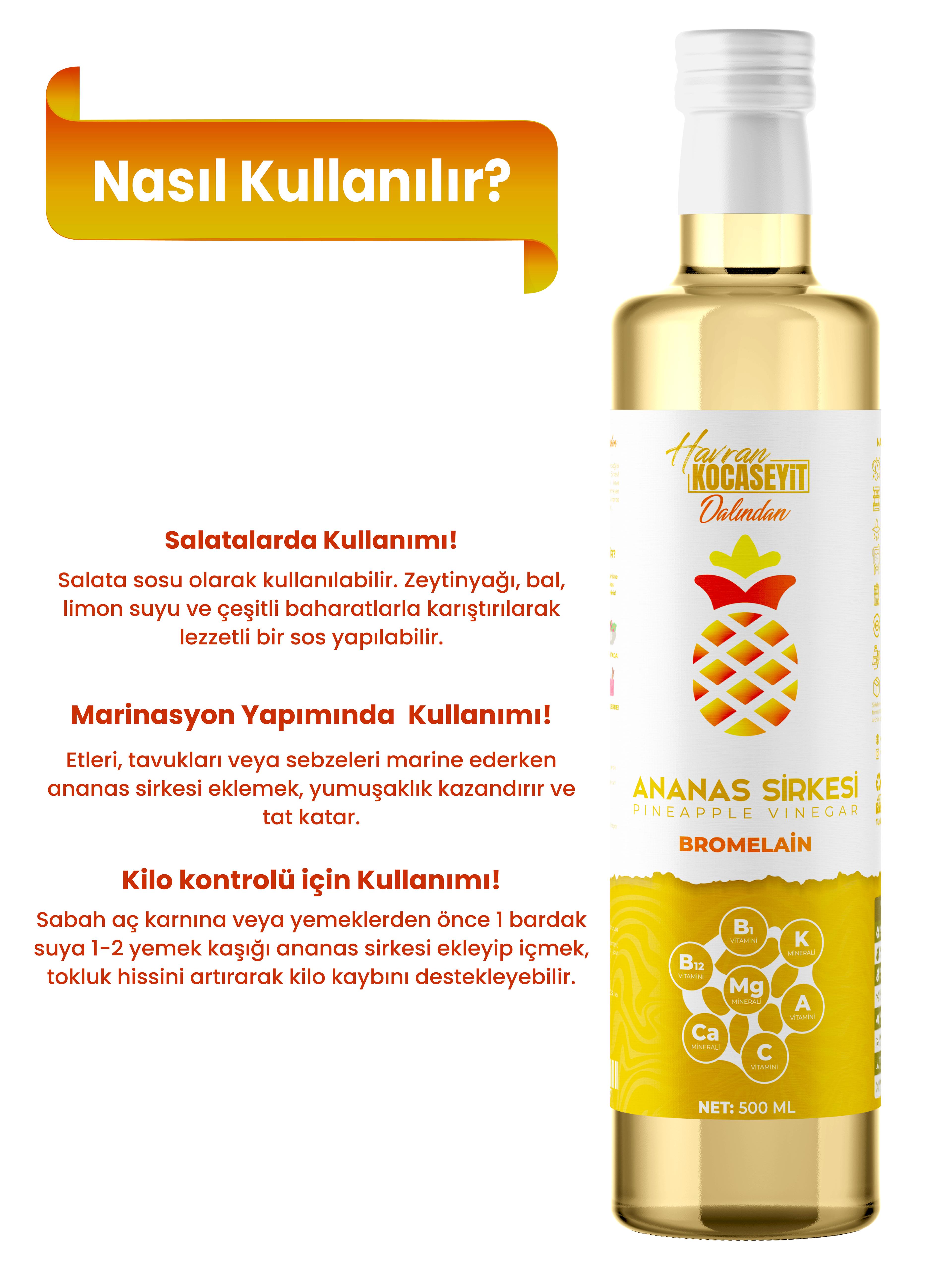  Bromelain içeren Ananas Sirkesi 500 Ml