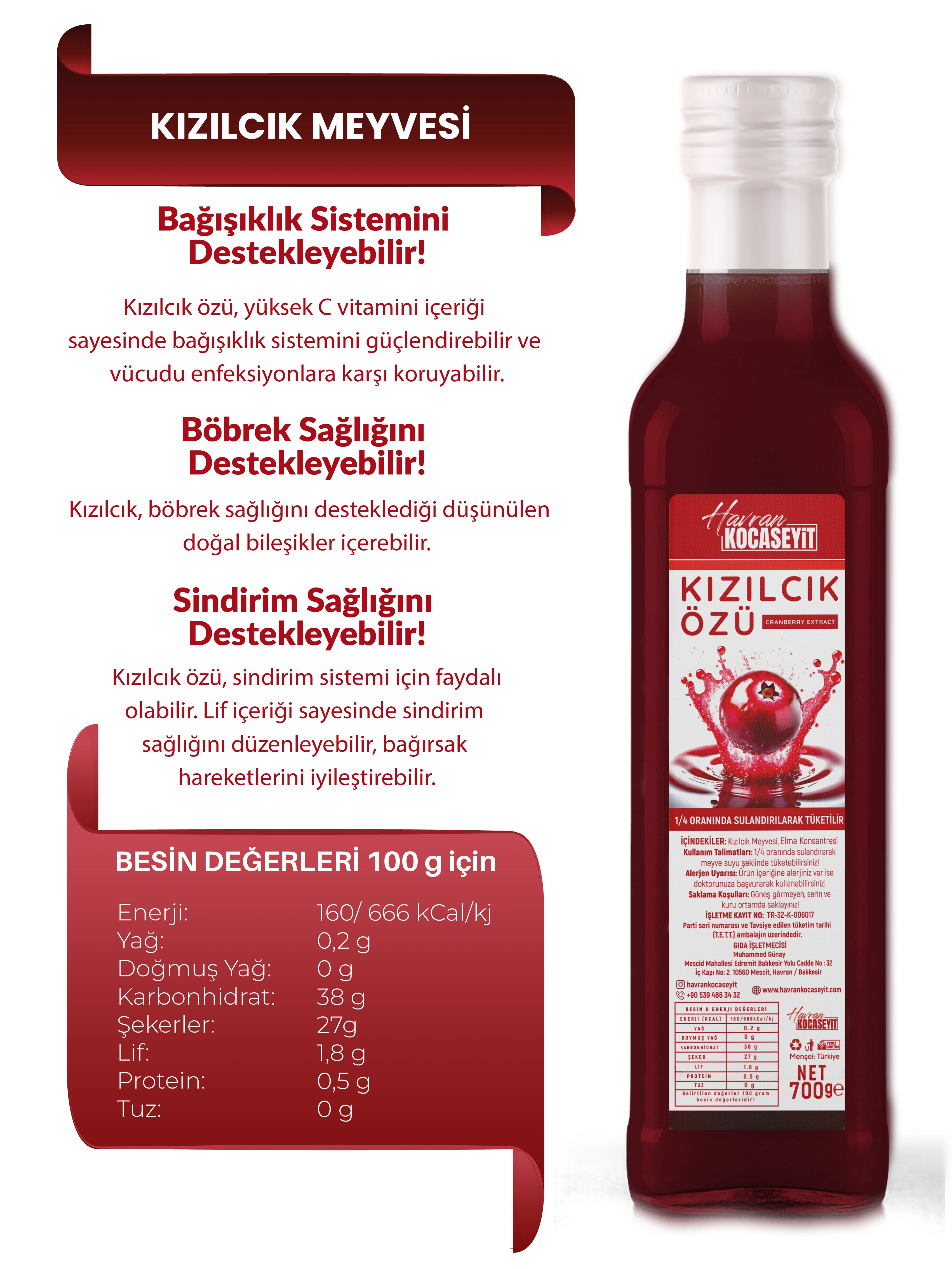 Kızılcık Özü 700 g