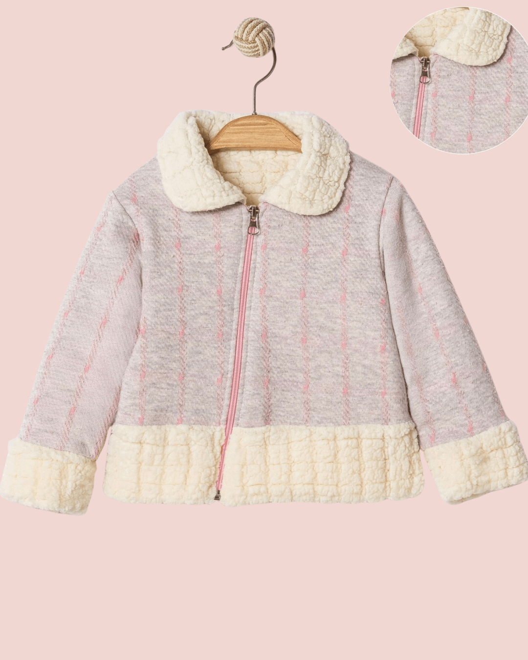 EKOSE DESENLİ WELSOFT KIZ BEBEK YUMOŞ CEKET (9-24 AY)