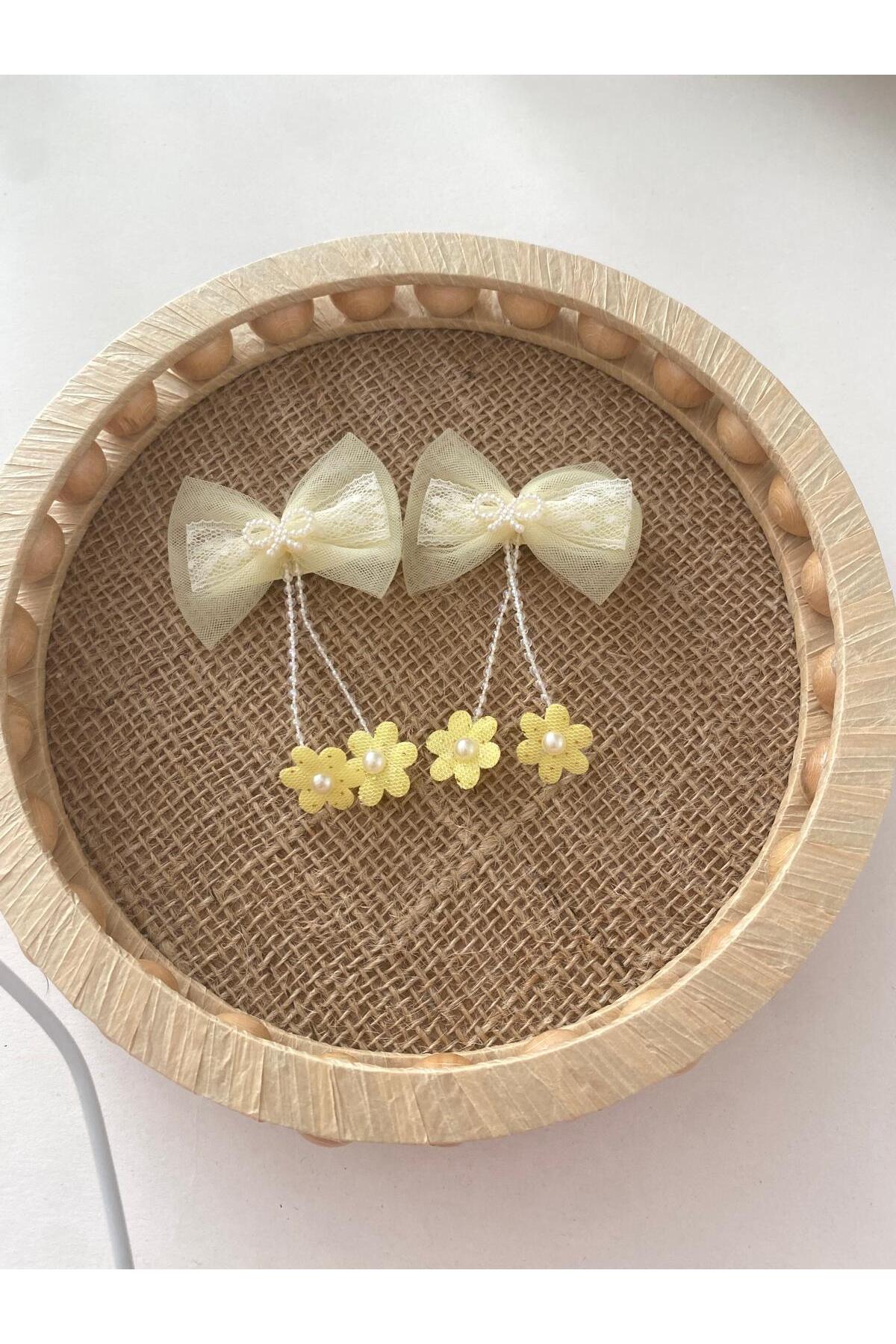 Fiyonk çiçek modelli sallantılı bebek ve çocuk pens toka