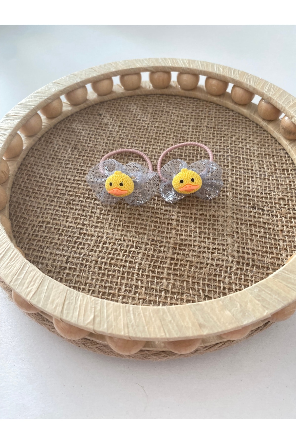 Hayvan figürlü tüllü fiyonklu kız bebek ve çocuk lastik toka
