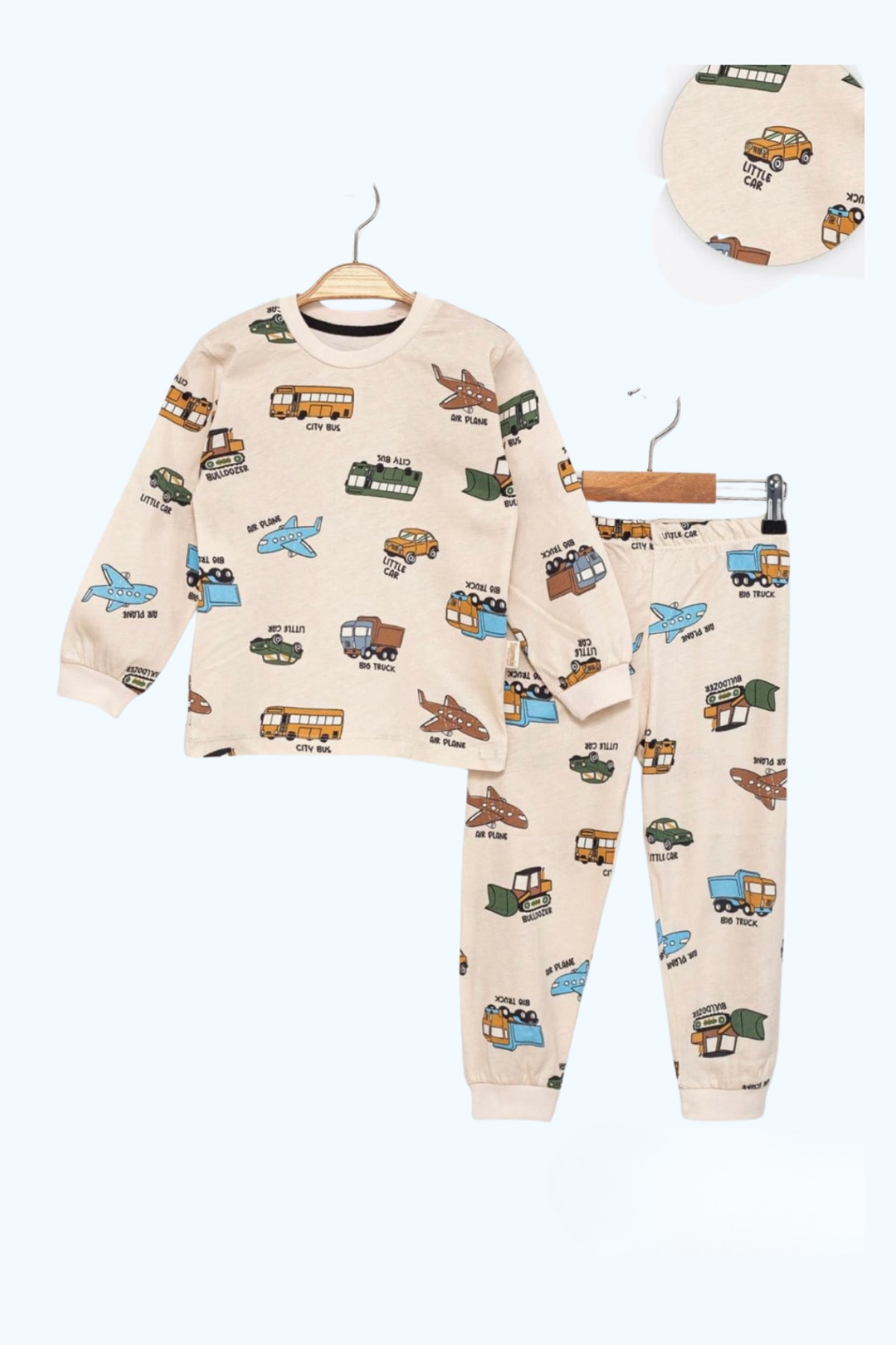 Araç Desenli Erkek Çocuk Pamuklu Pijama Takımı 1-8 yaş