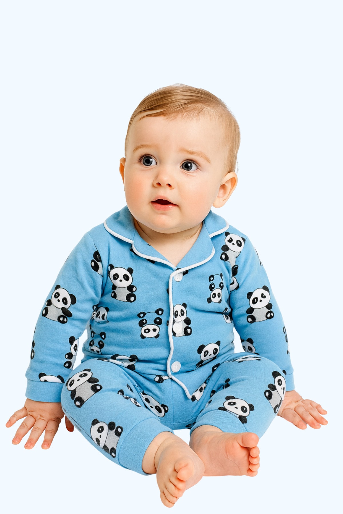 Panda Desenli Erkek Bebek Pamuklu Pijama Takımı – 6-9/18-24 ay
