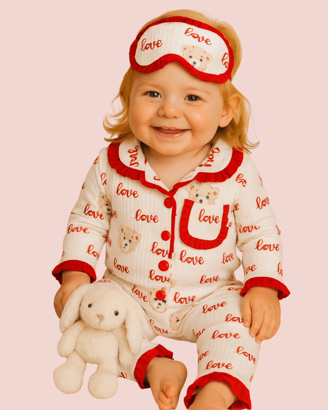 Kalpli saç bandlı kız bebek pijama takımı 