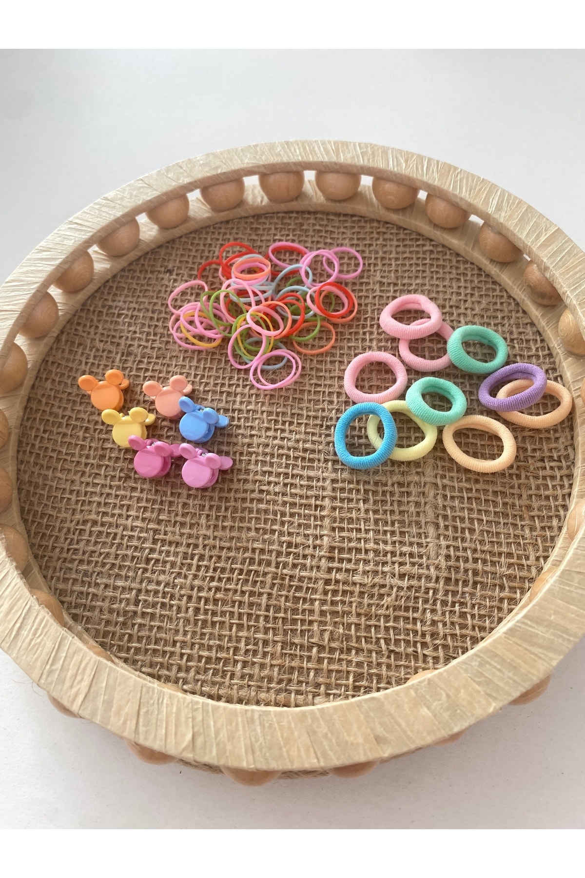 Kutulu pastel renkli kız bebek ve çocuk set toka