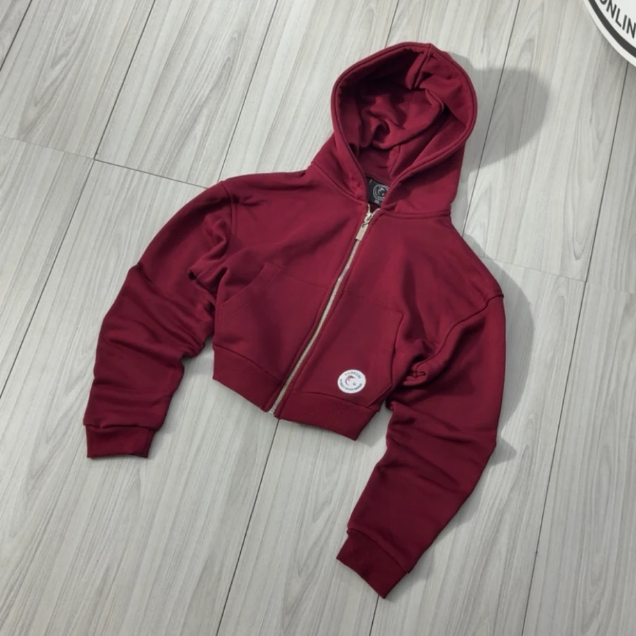 Premium Oversize Crop Ceket - Bordo görsel 2