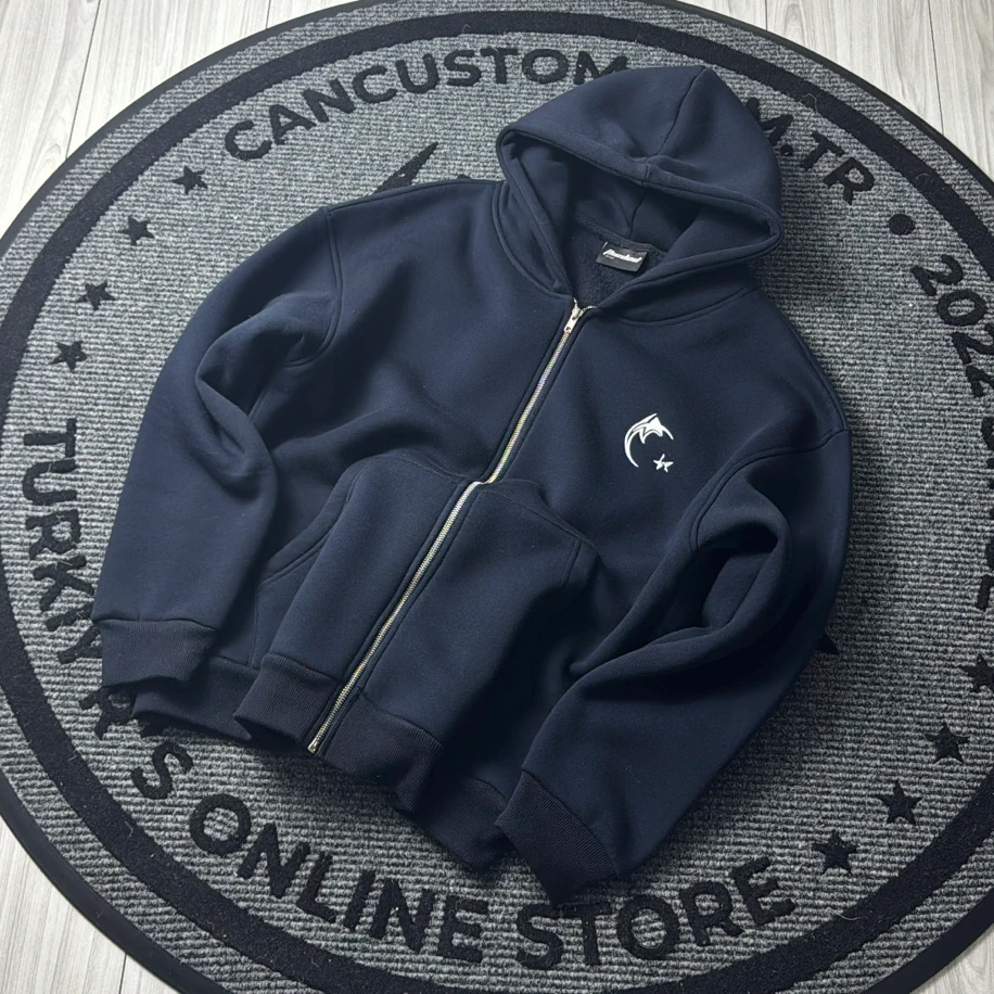 Custom Kışlık Premium Oversize Eşofman Üstü - Lacivert