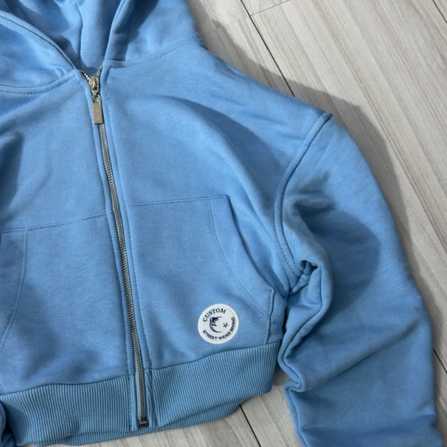 Premium Oversize Crop Ceket - Bebe Mavisi görsel 4
