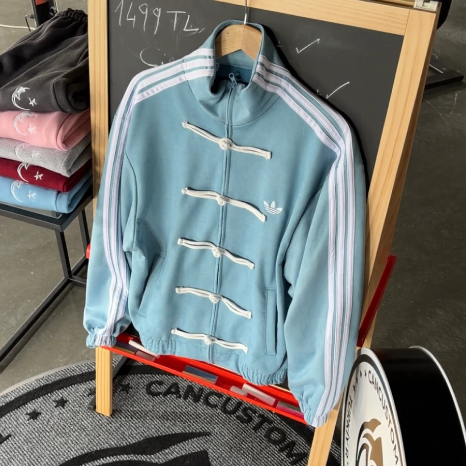 Adidas Chinese Klasik Ceket - Beyaz Bebe Mavisi